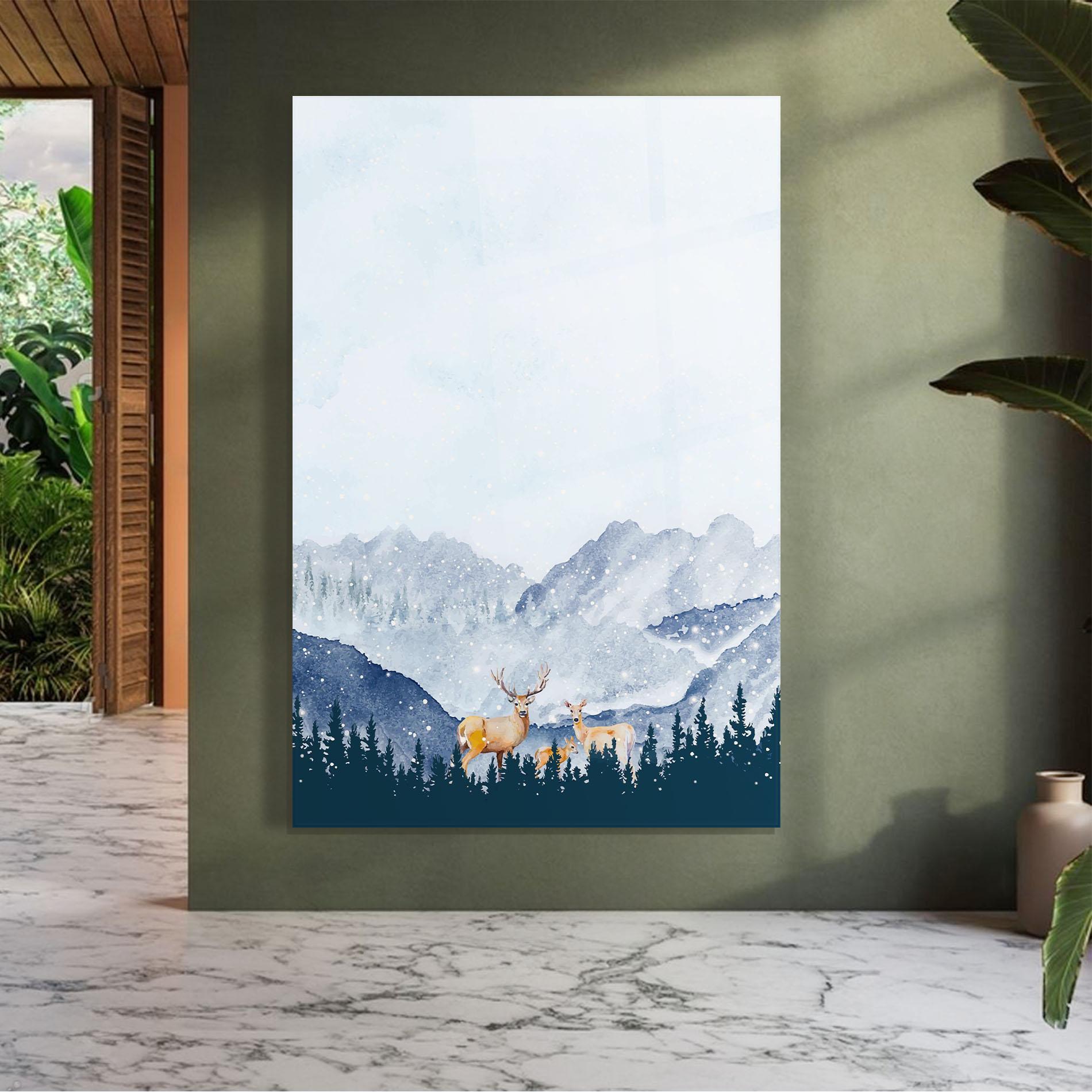 Üvegkép Winter Deers mockup 7