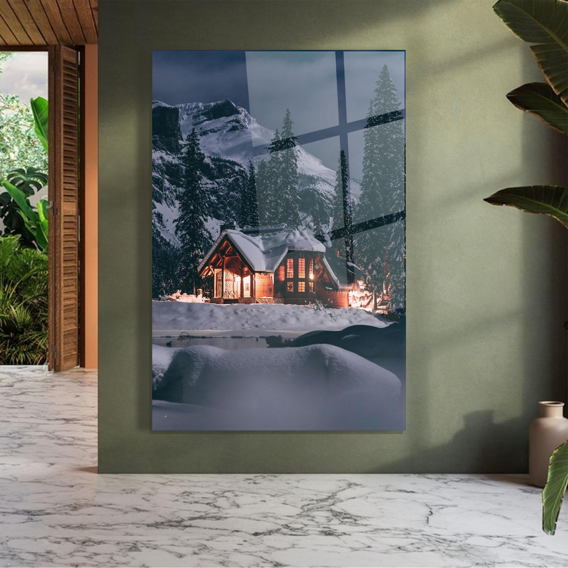 Üvegkép Winter House mockup 7