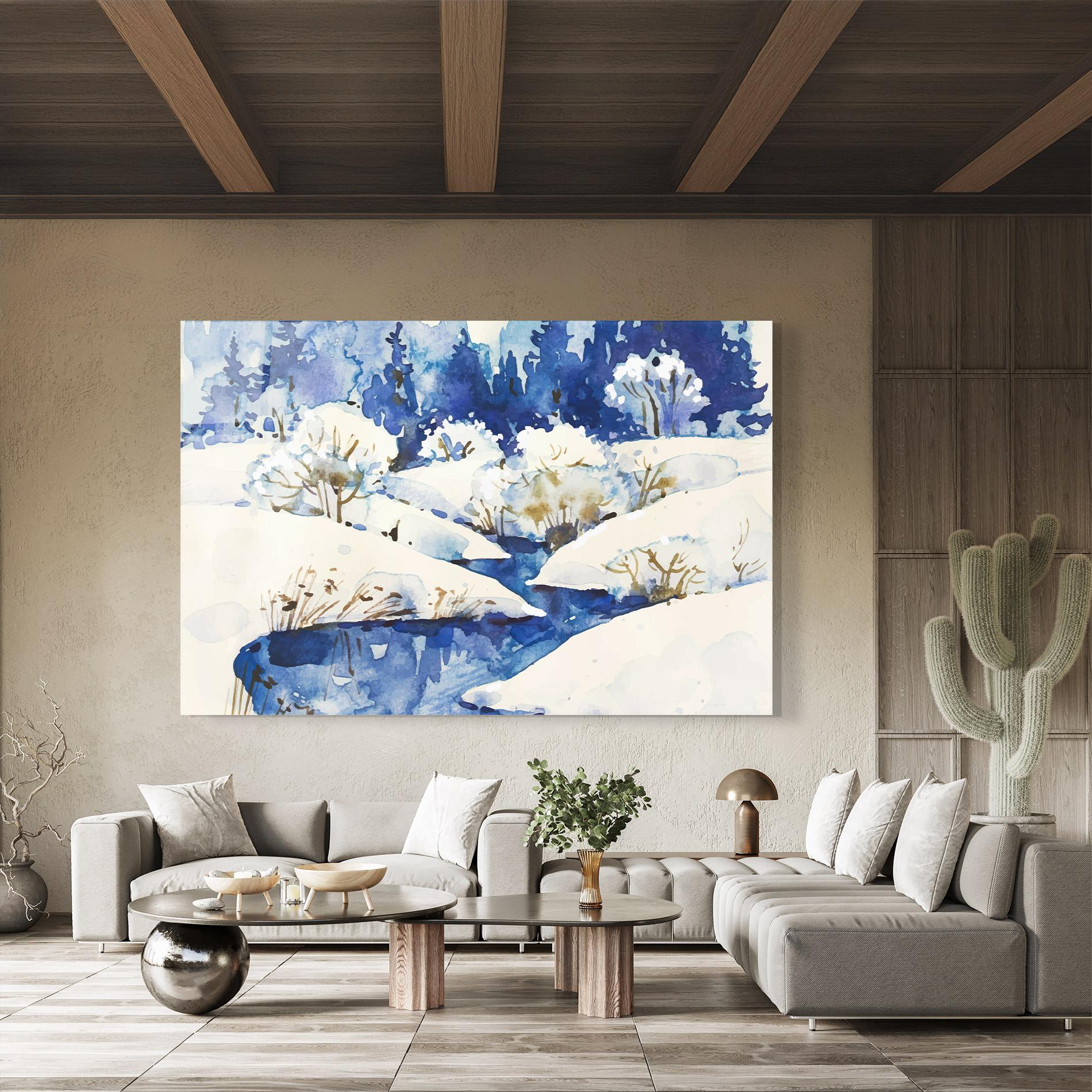 Üvegkép Blue Trees Winter mockup 8