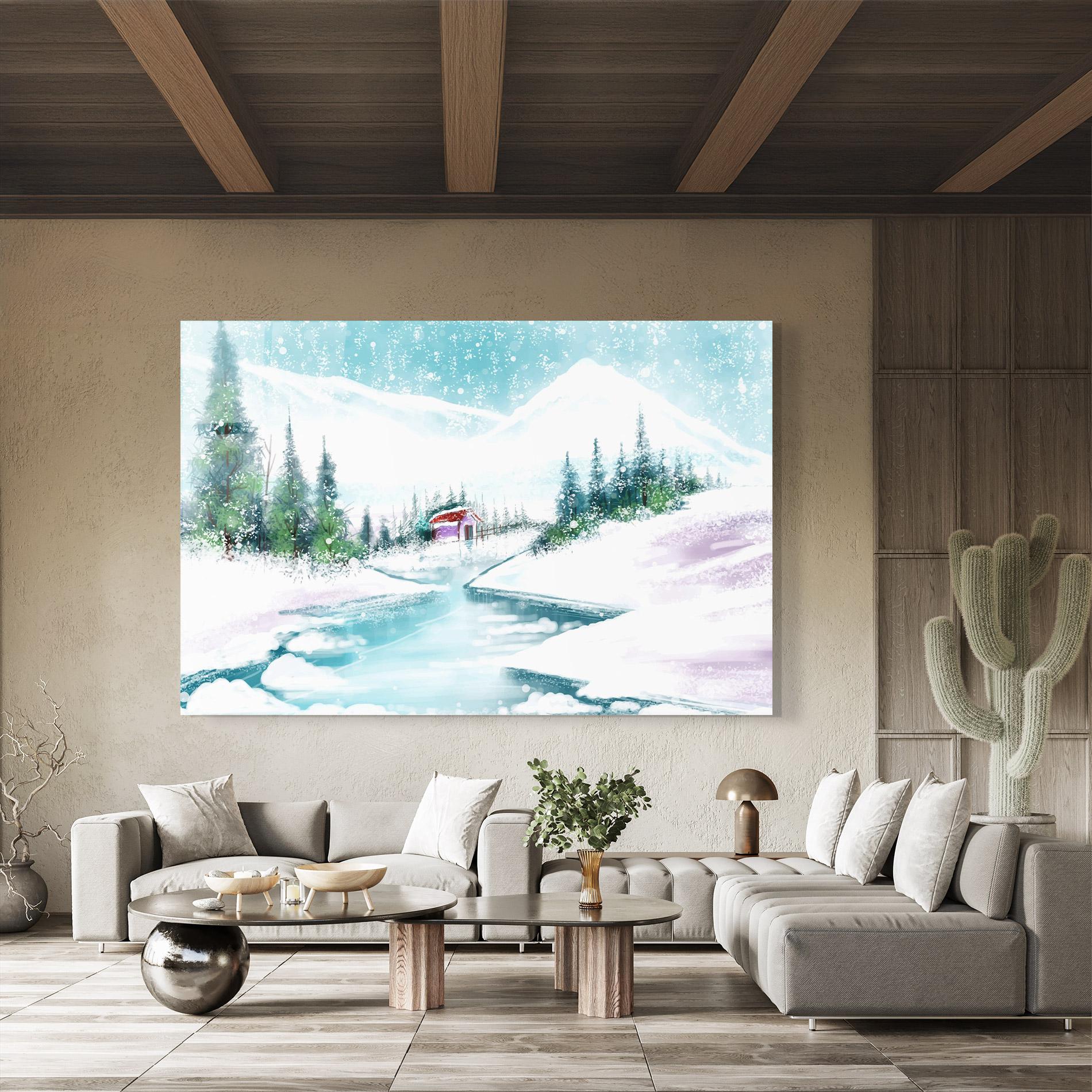 Üvegkép Purple House Winter mockup 8