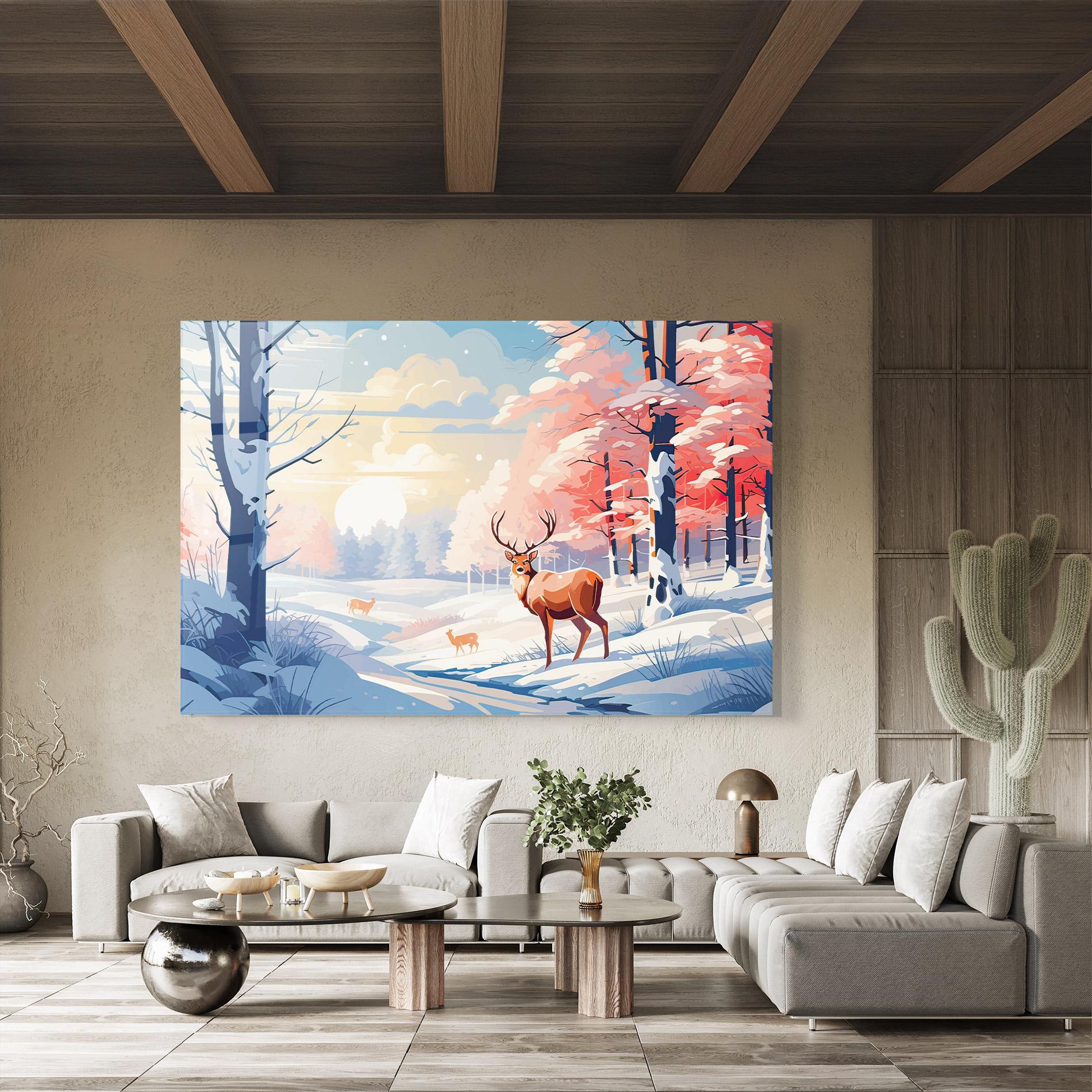 Üvegkép Winter Deer Art mockup 8