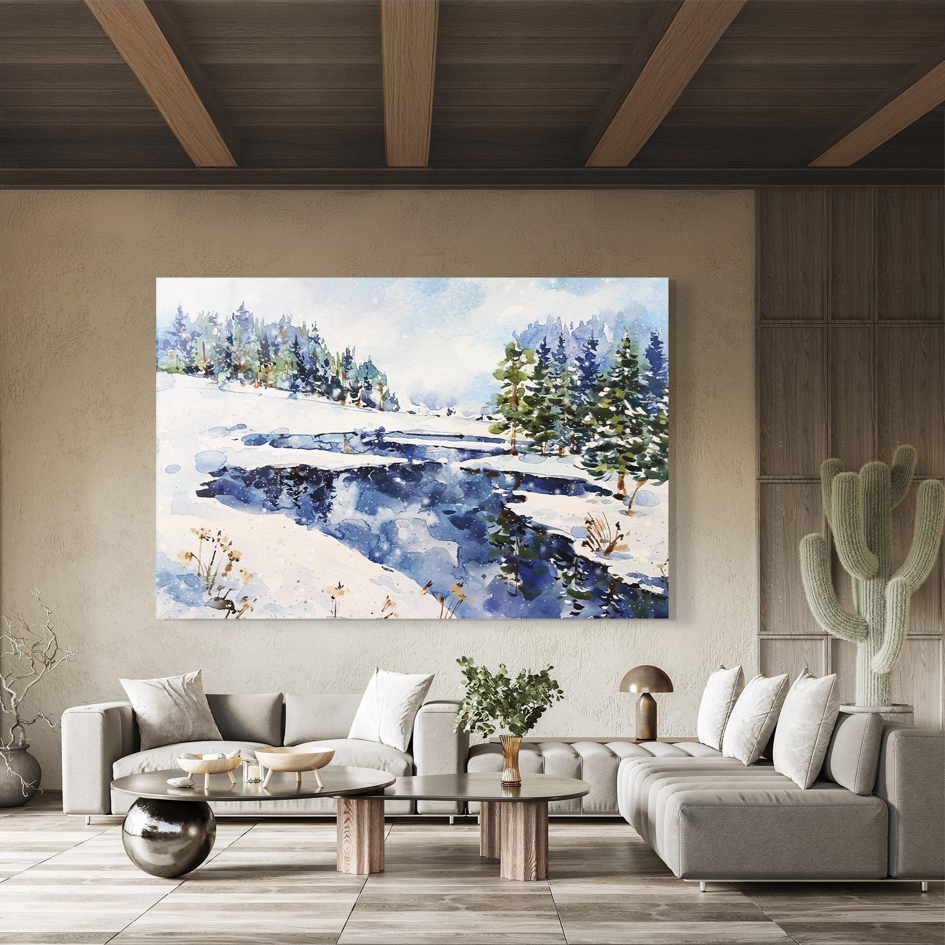 Üvegkép Winter Painting mockup 8