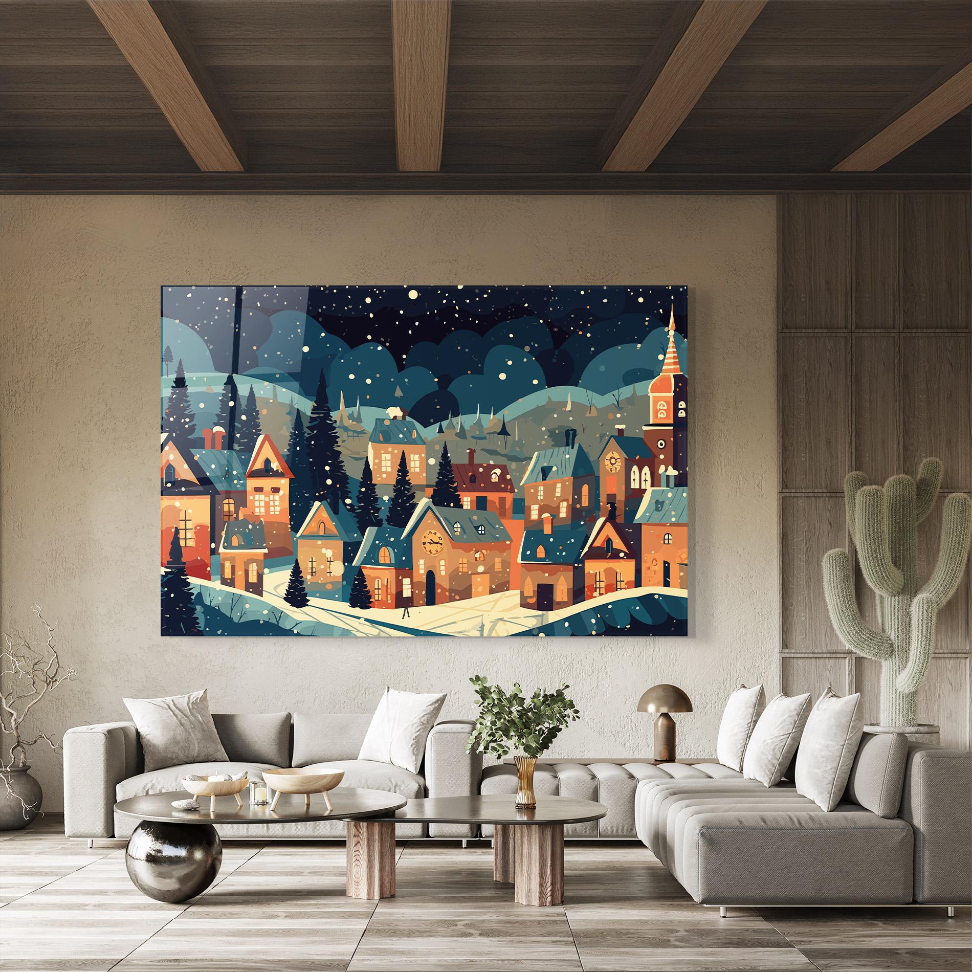 Üvegkép Winter View Houses mockup 8