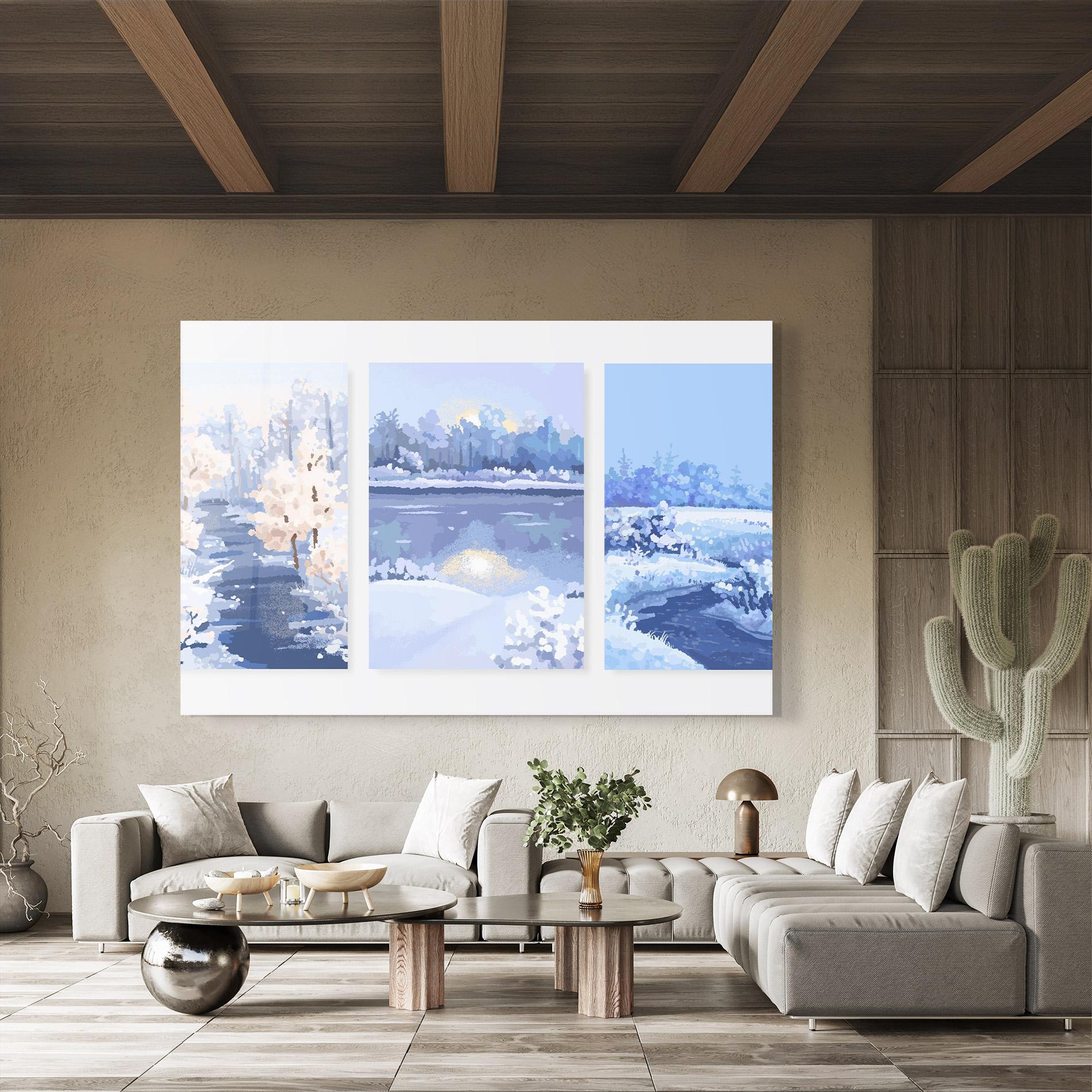 Üvegkép Winter_landscape_with_forest_and_field_vector_illustration14 mockup 8