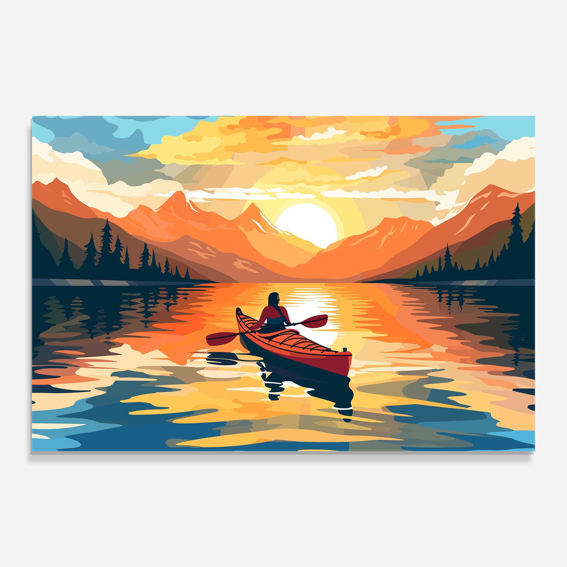 Üvegkép Boat Sunset Woman mockup 0