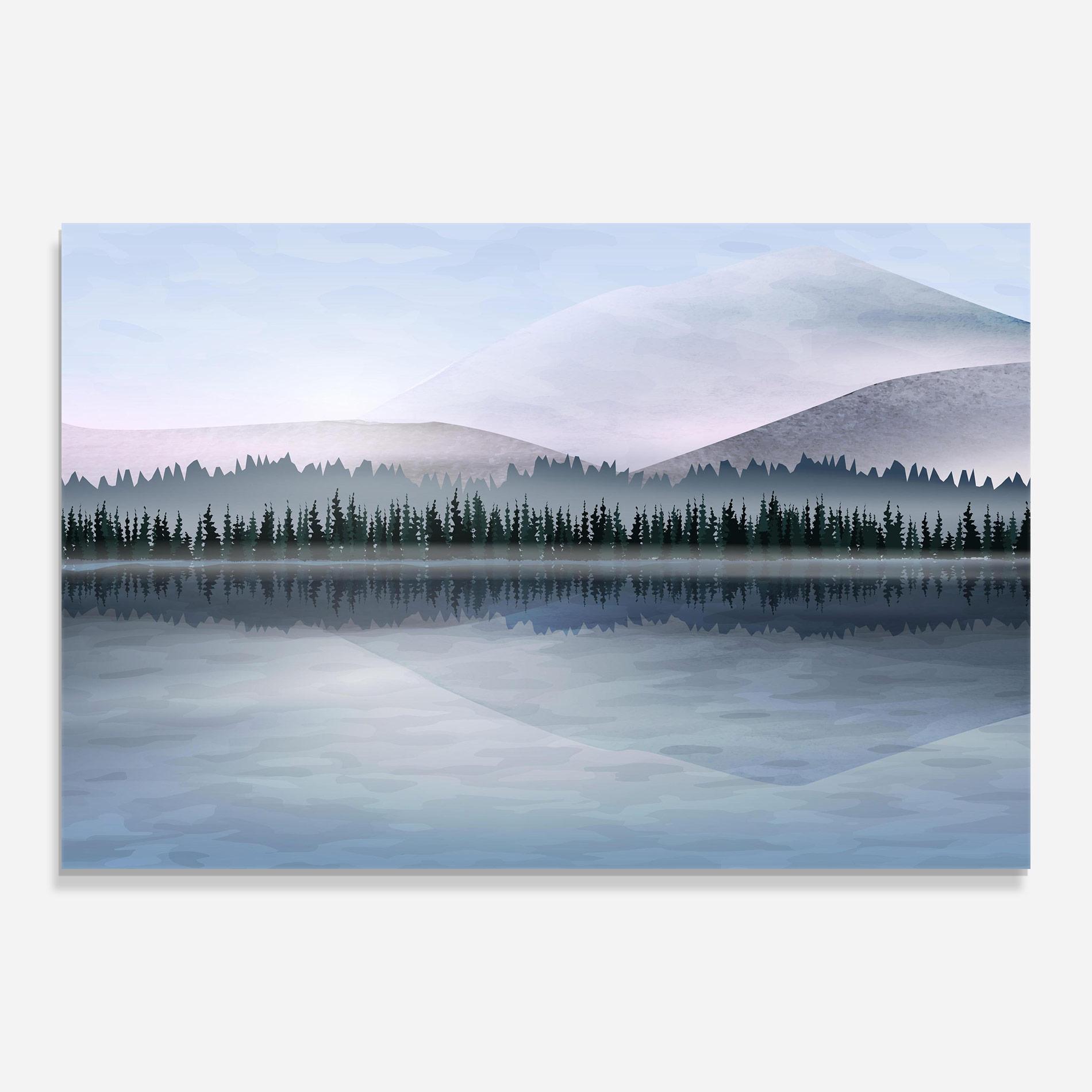 Üvegkép Grey Lake Trees mockup 0
