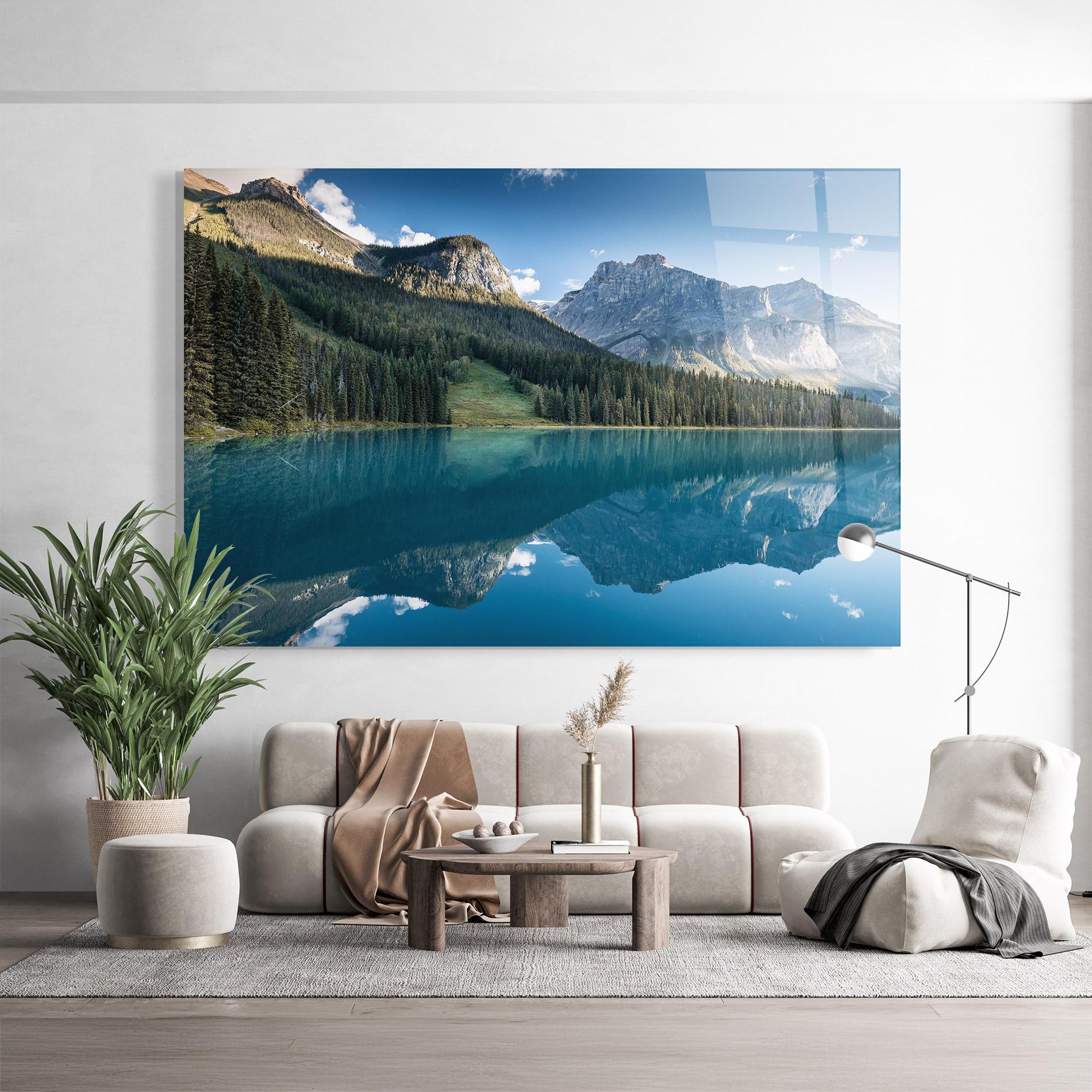Üvegkép Beautiful Emerald Lake mockup 9