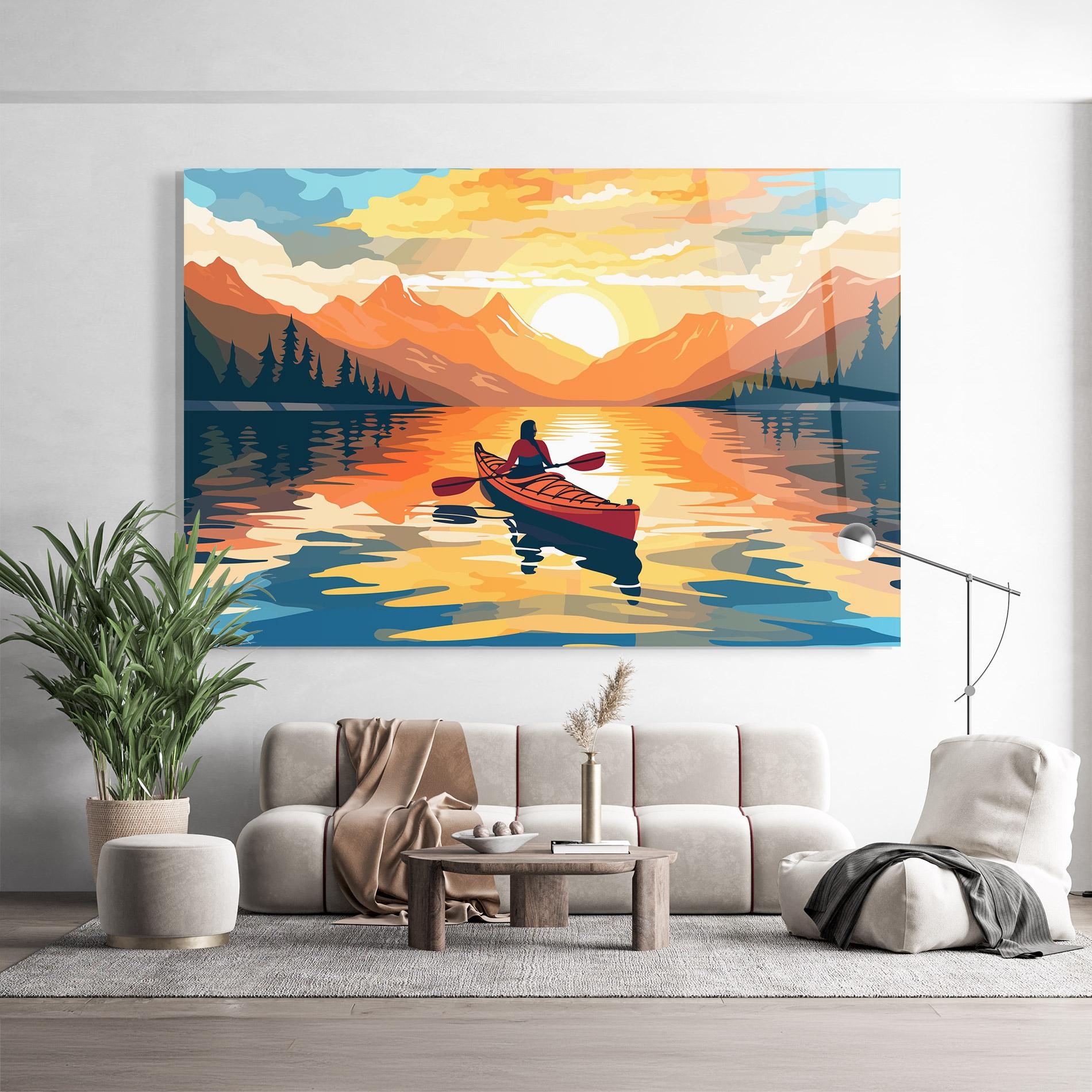 Üvegkép Boat Sunset Woman mockup 9