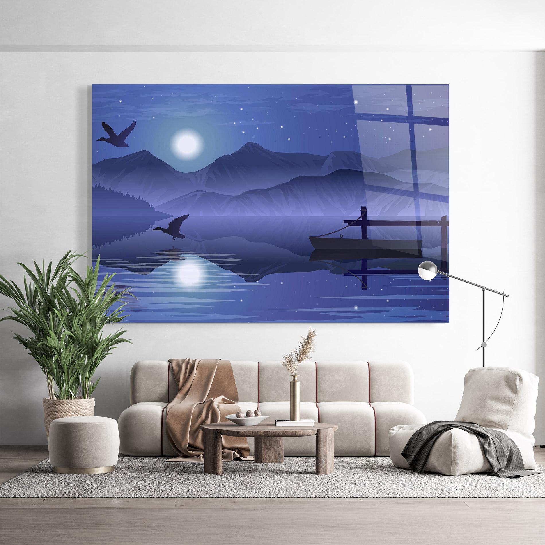 Üvegkép Lake Purple Night mockup 9