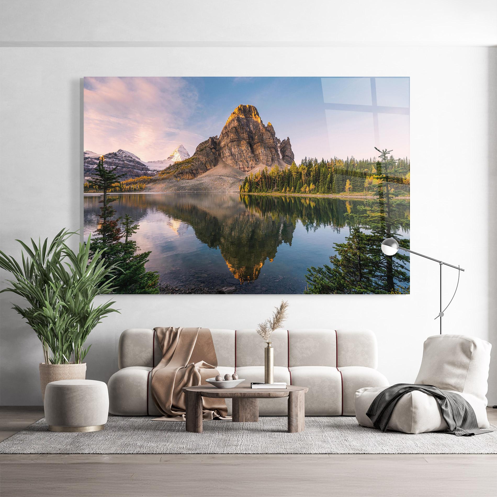 Üvegkép Mountain Sunrise Lake mockup 9
