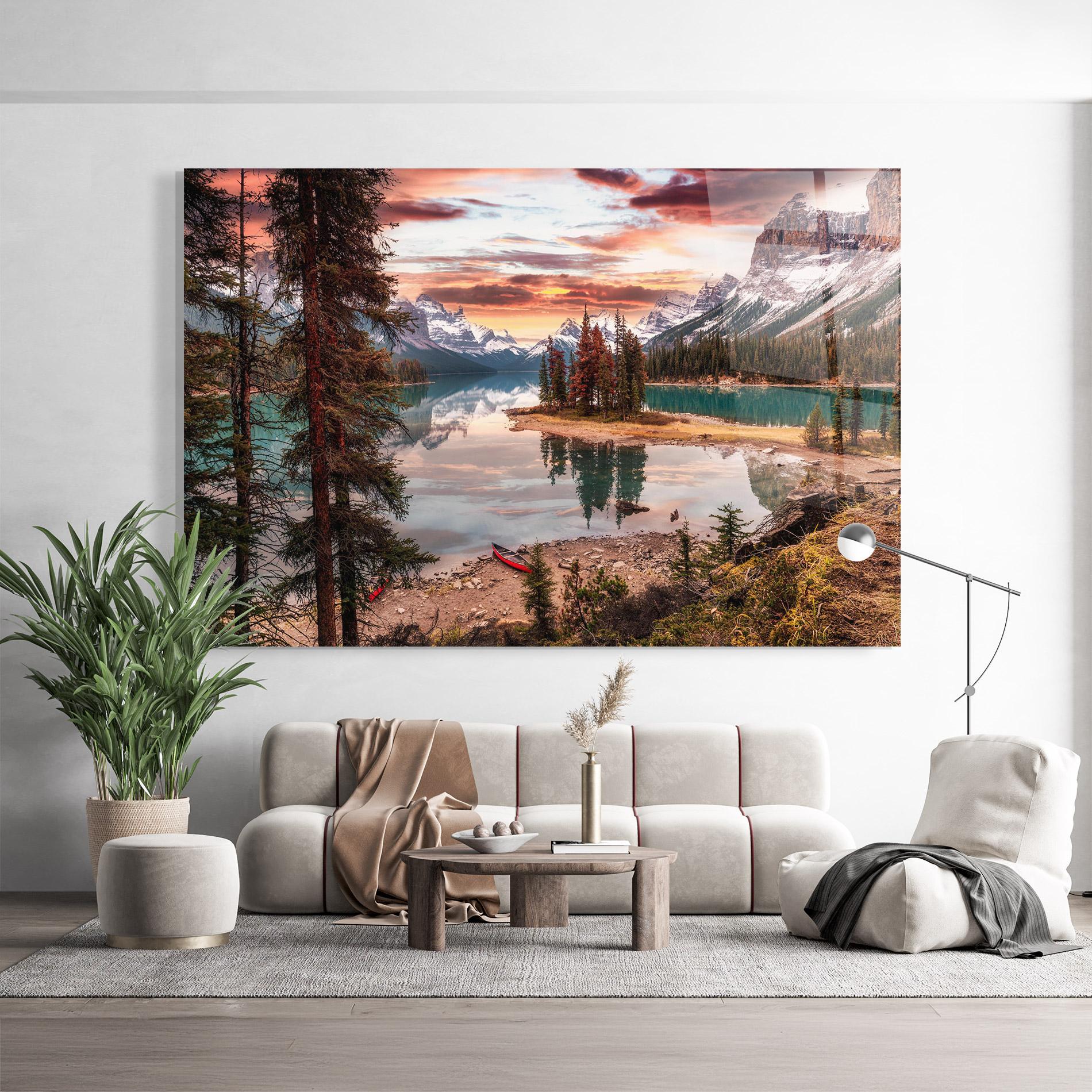 Üvegkép Sunset Lake View mockup 9
