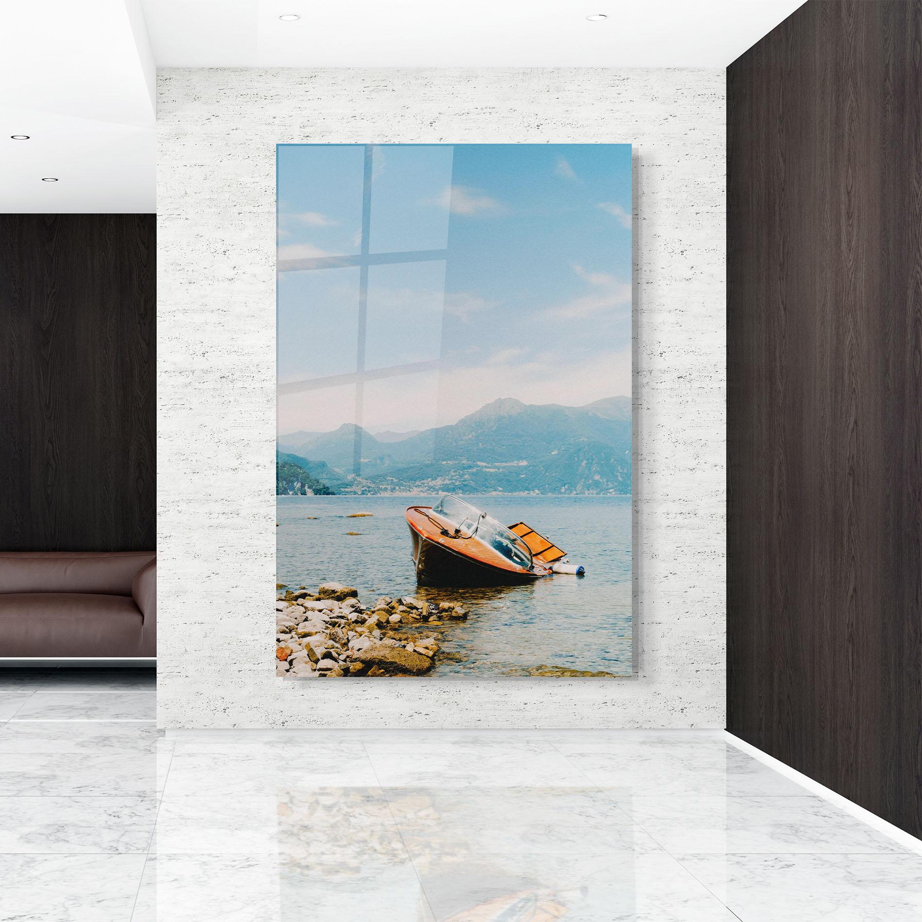 Üvegkép Boat On The Lake mockup 9