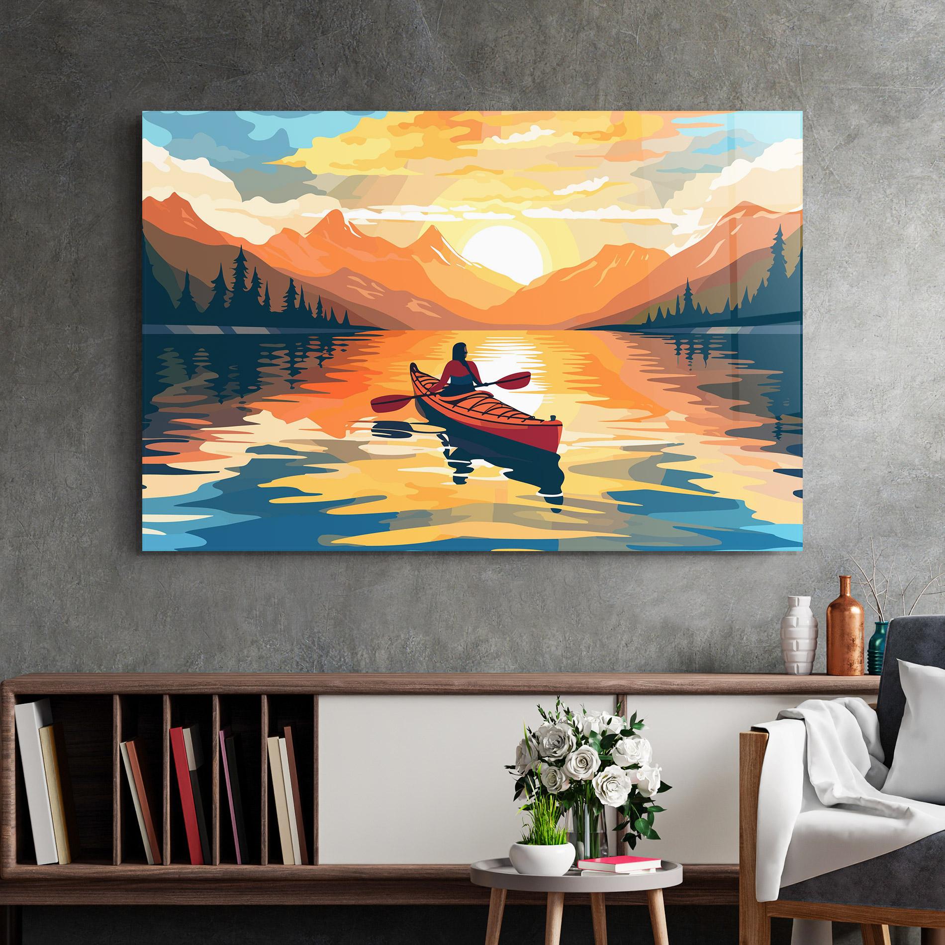 Üvegkép Boat Sunset Woman mockup 2