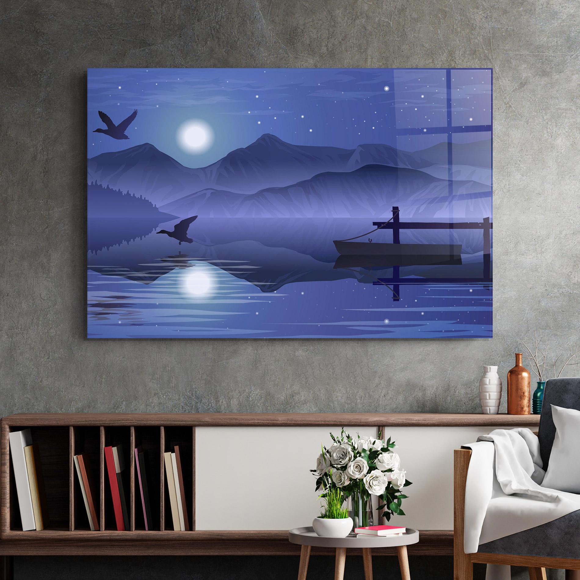 Üvegkép Lake Purple Night mockup 2