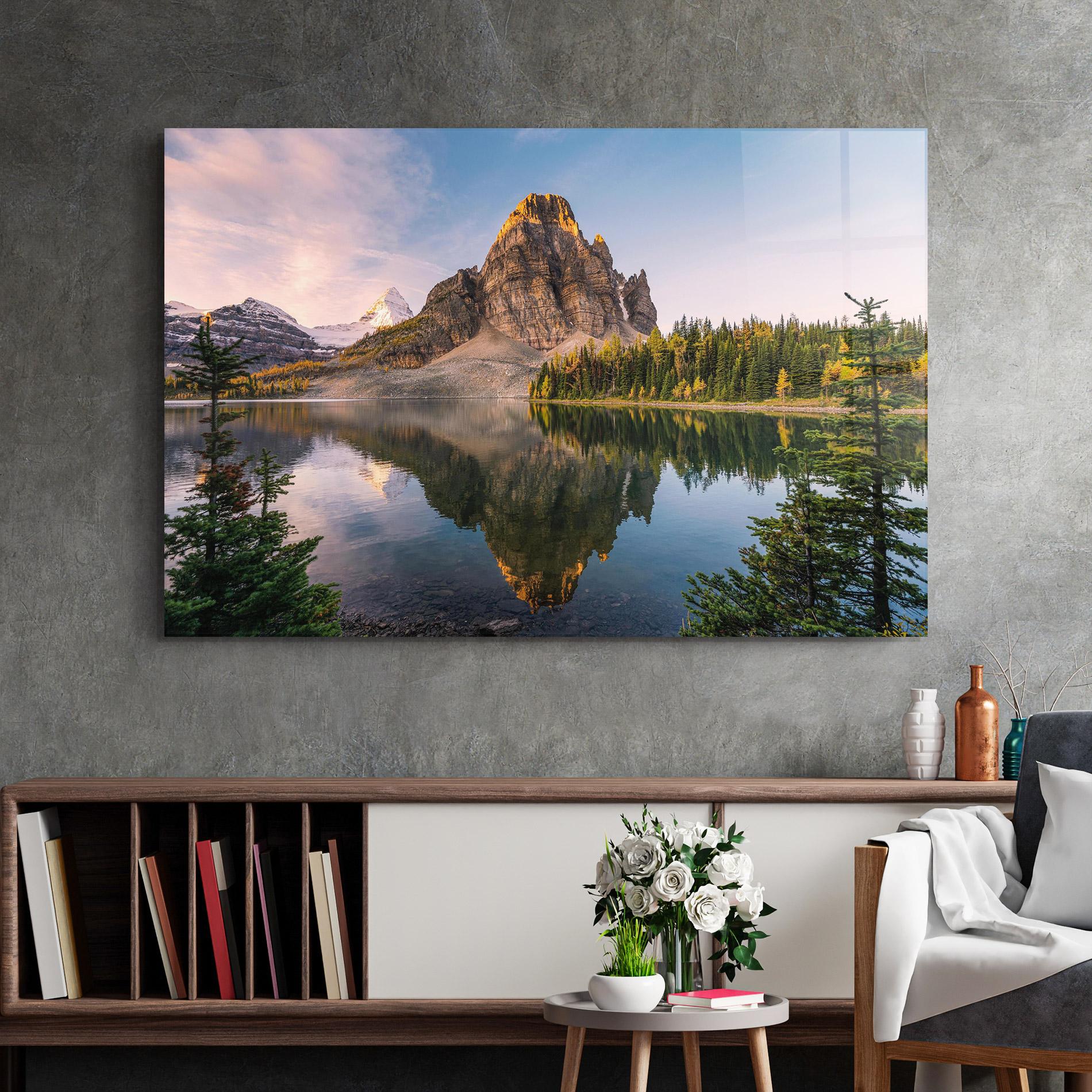 Üvegkép Mountain Sunrise Lake mockup 2