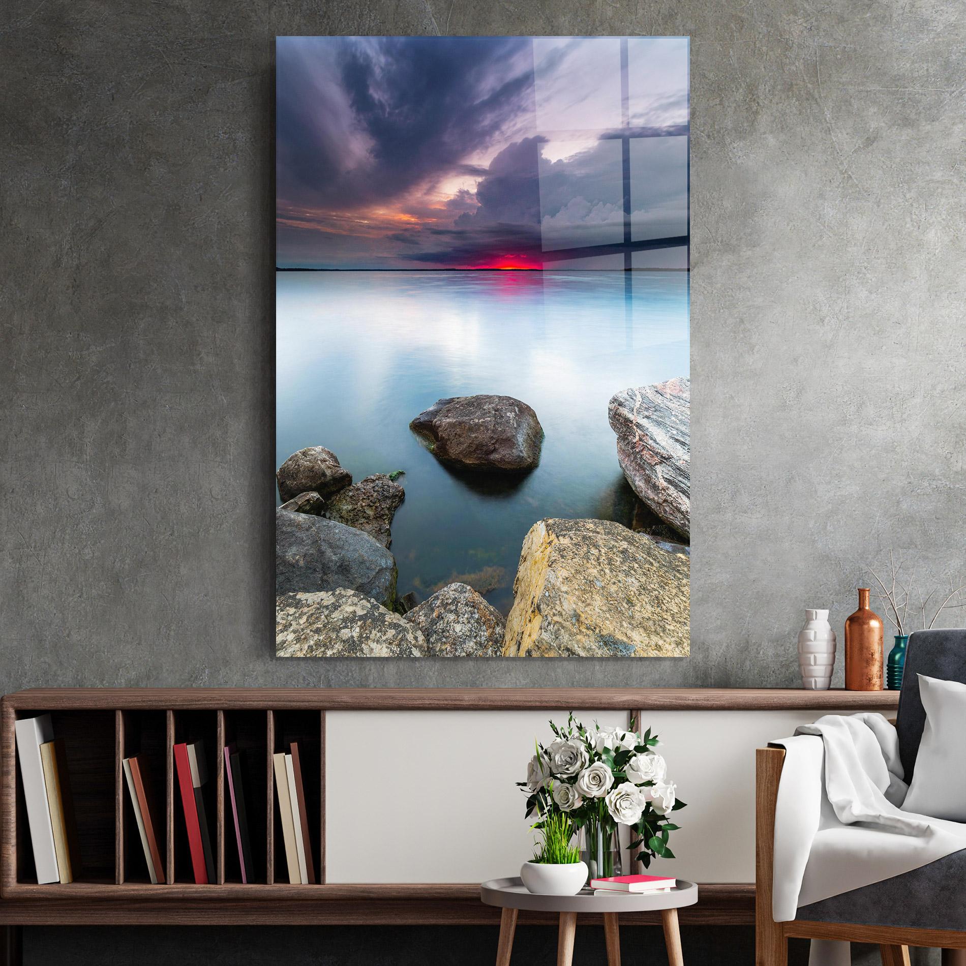 Üvegkép Lake Sunset mockup 2