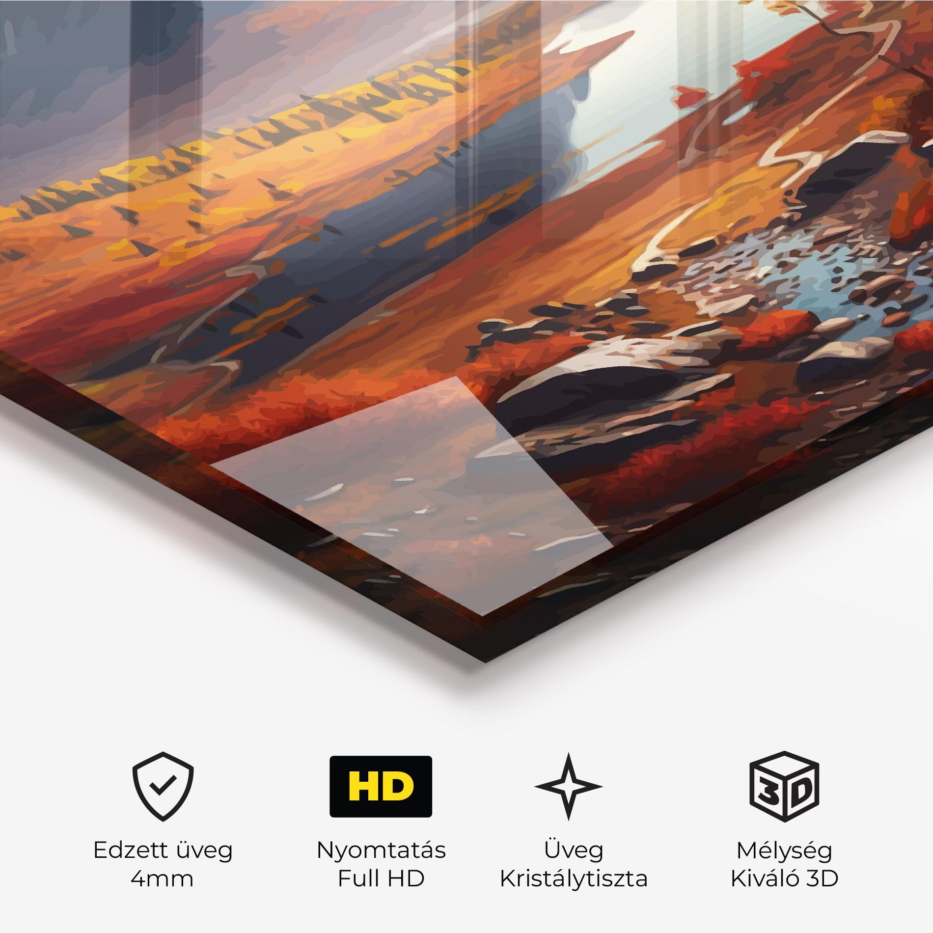 Üvegkép Autumn Field Lake mockup 3