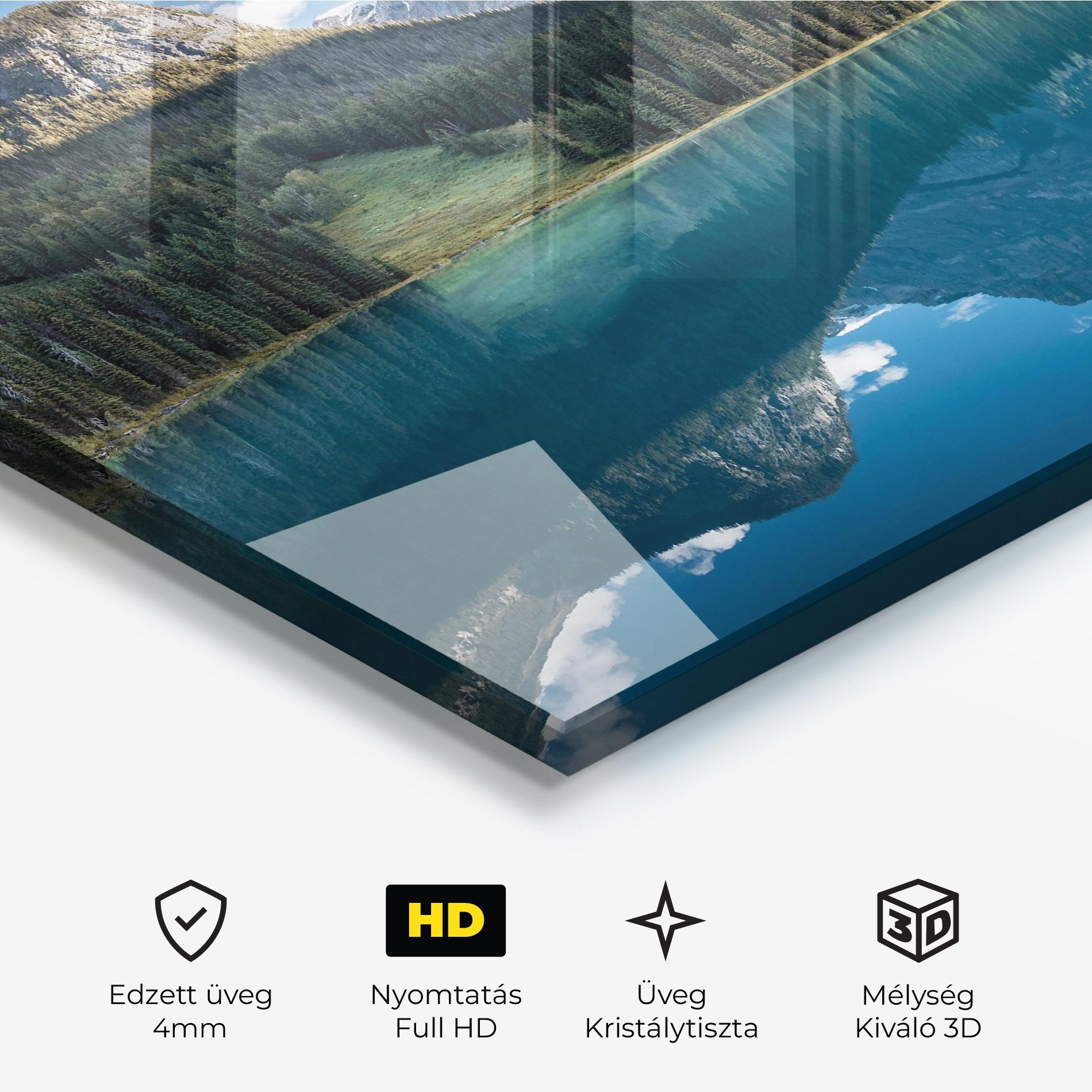 Üvegkép Beautiful Emerald Lake mockup 3