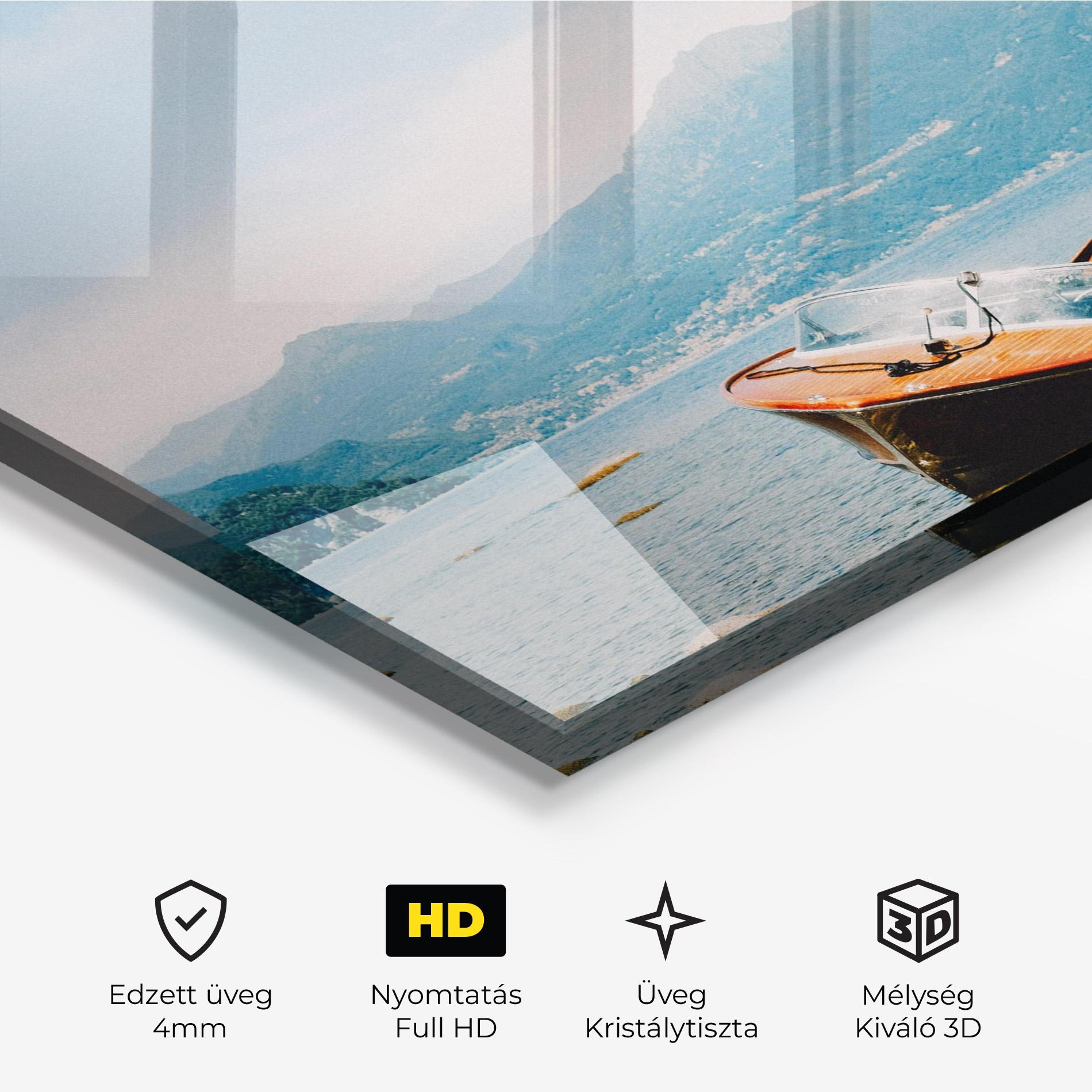 Üvegkép Boat On The Lake mockup 3