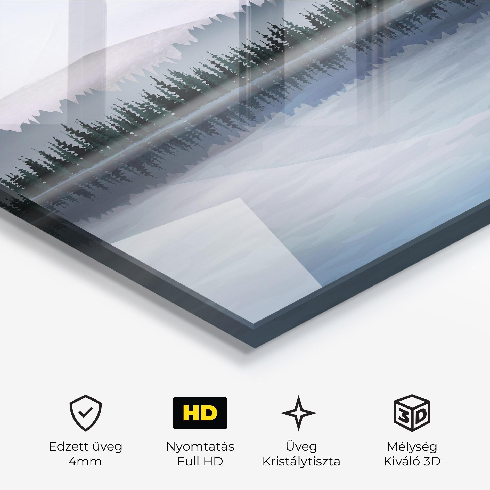 Üvegkép Grey Lake Trees mockup 3