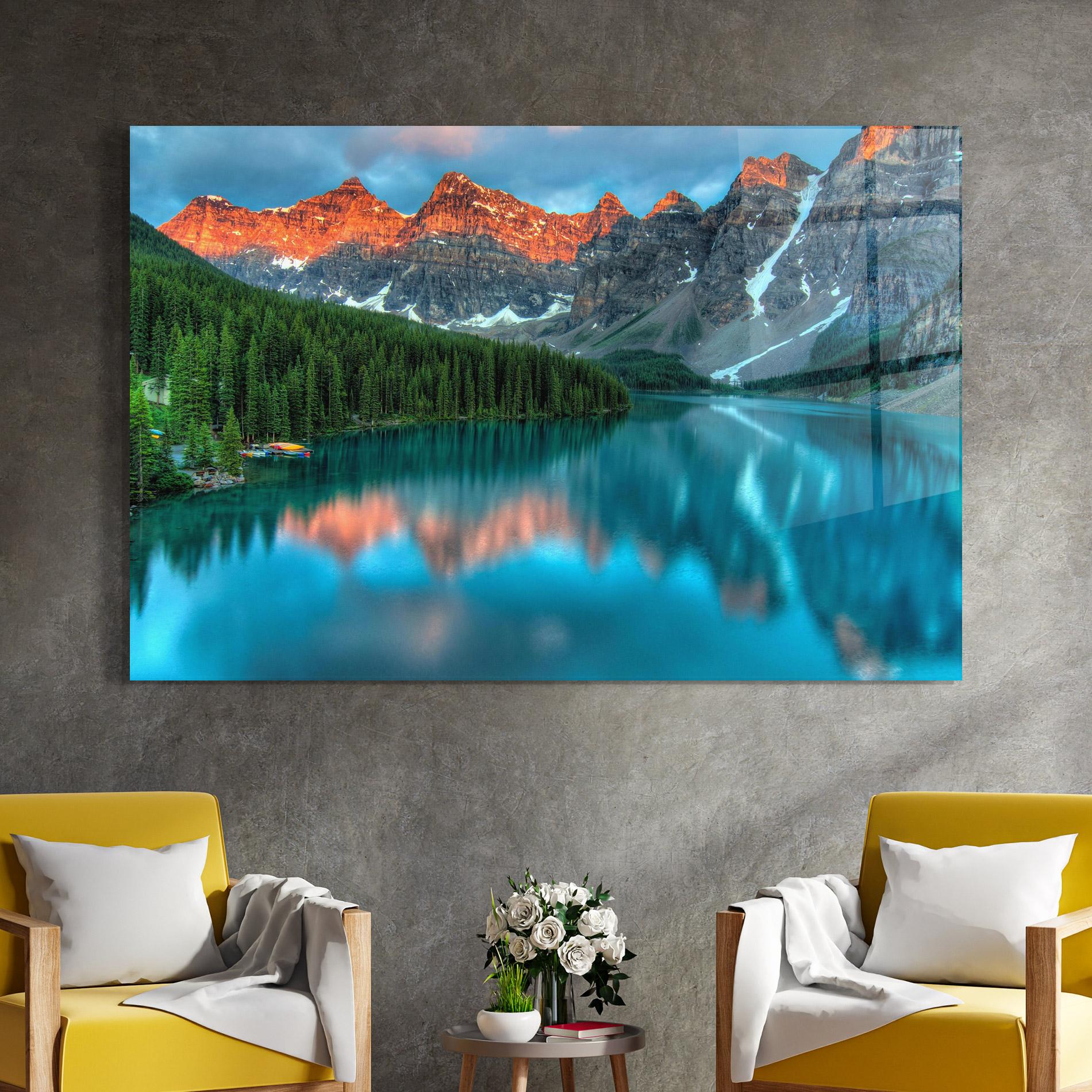 Üvegkép Beautiful Blue Lake mockup 4