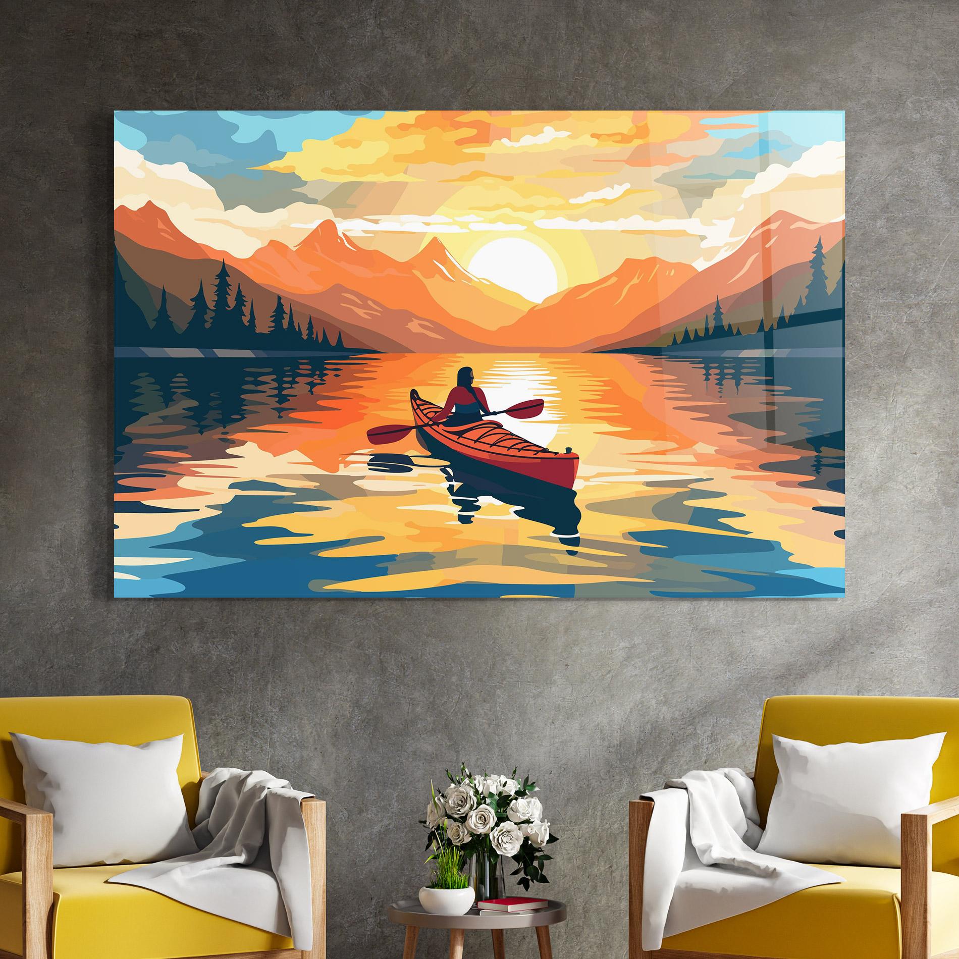 Üvegkép Boat Sunset Woman mockup 4