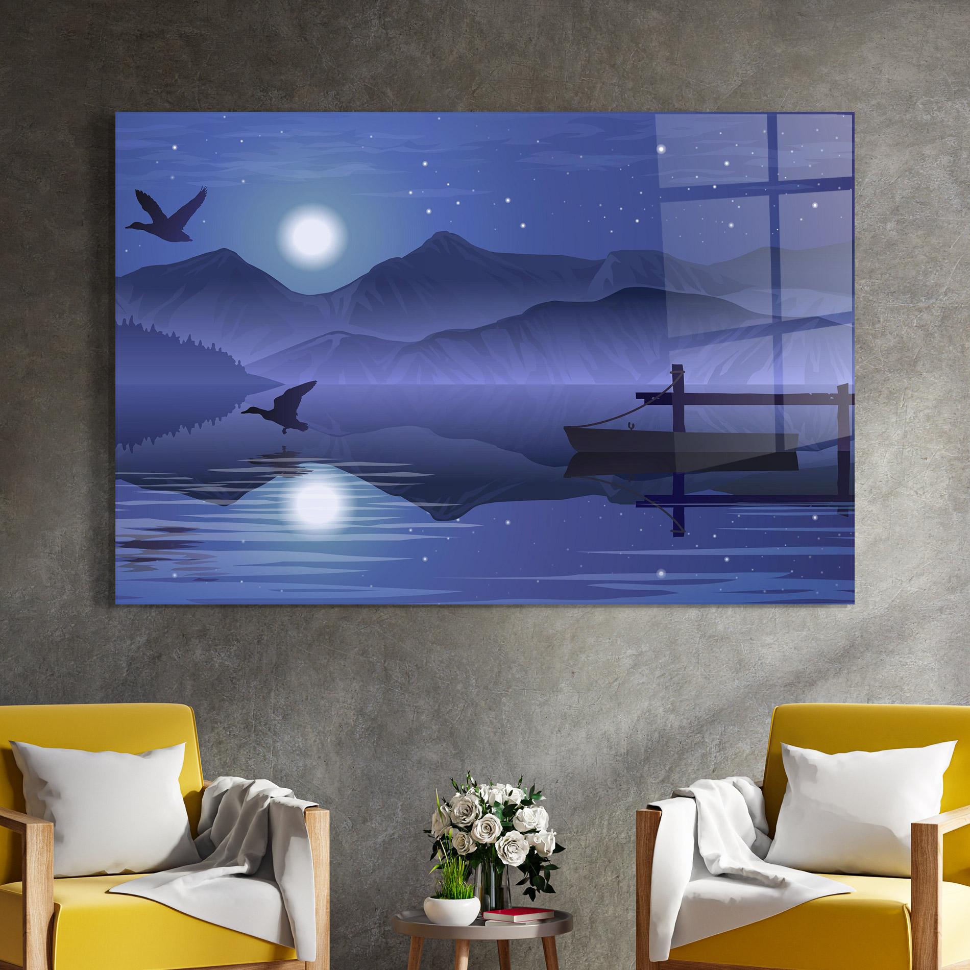 Üvegkép Lake Purple Night mockup 4