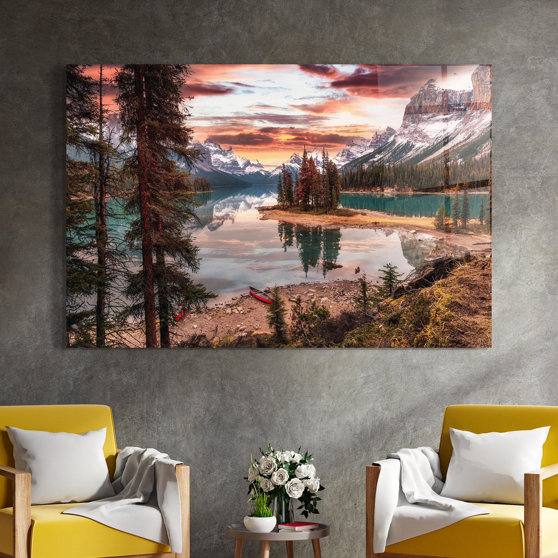 Üvegkép Sunset Lake View mockup 4