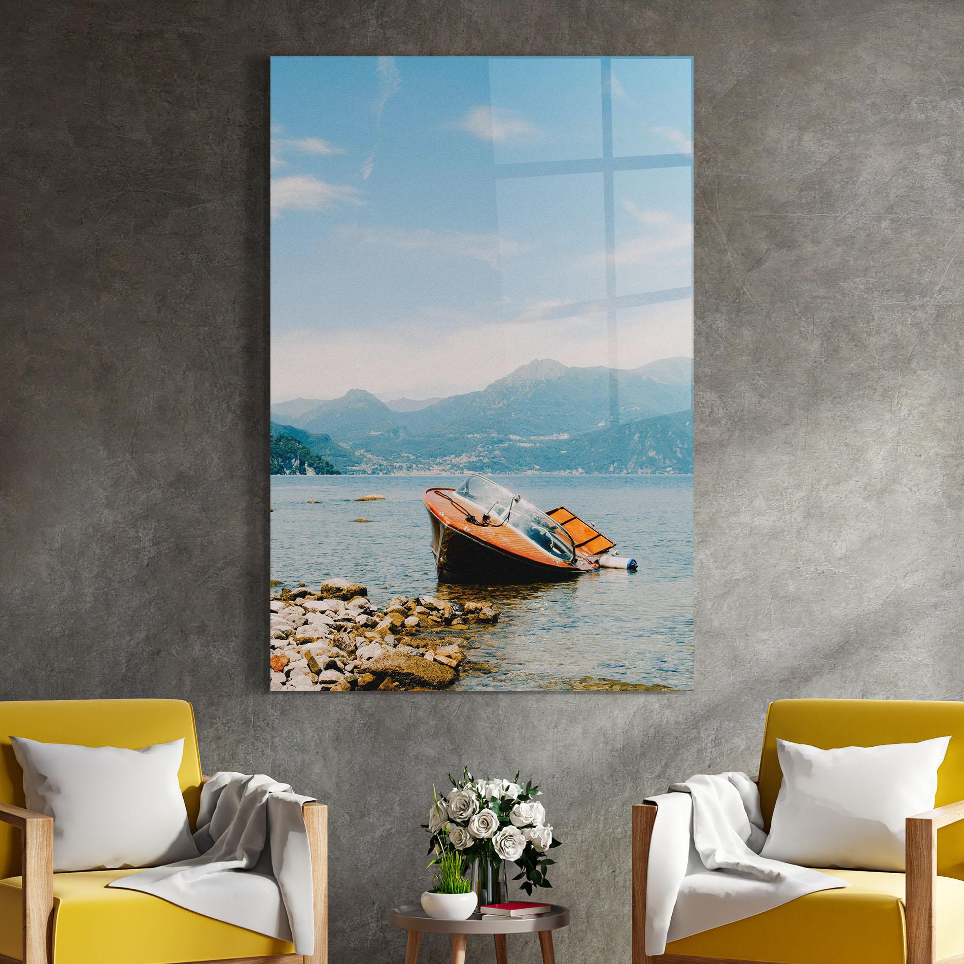 Üvegkép Boat On The Lake mockup 4