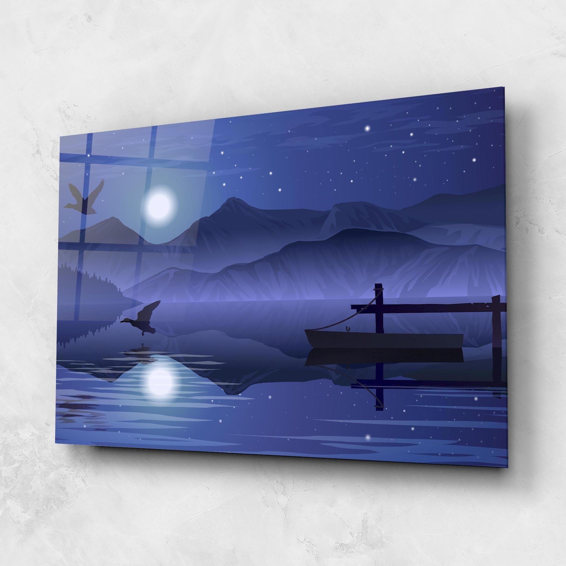 Üvegkép Lake Purple Night mockup 1