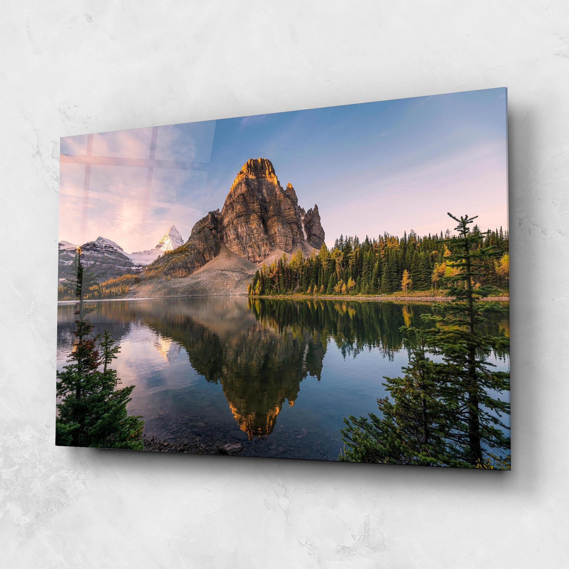 Üvegkép Mountain Sunrise Lake mockup 1