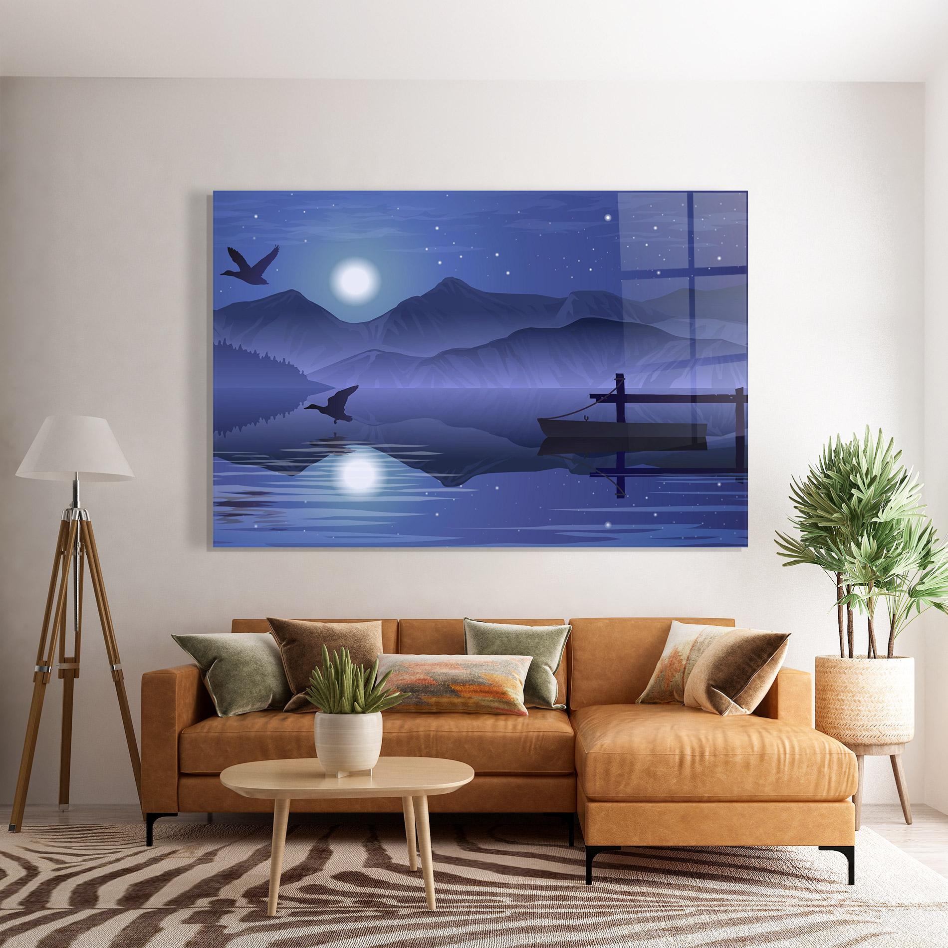 Üvegkép Lake Purple Night mockup 7