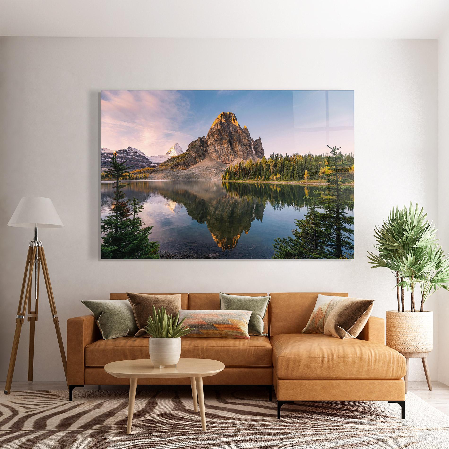 Üvegkép Mountain Sunrise Lake mockup 7