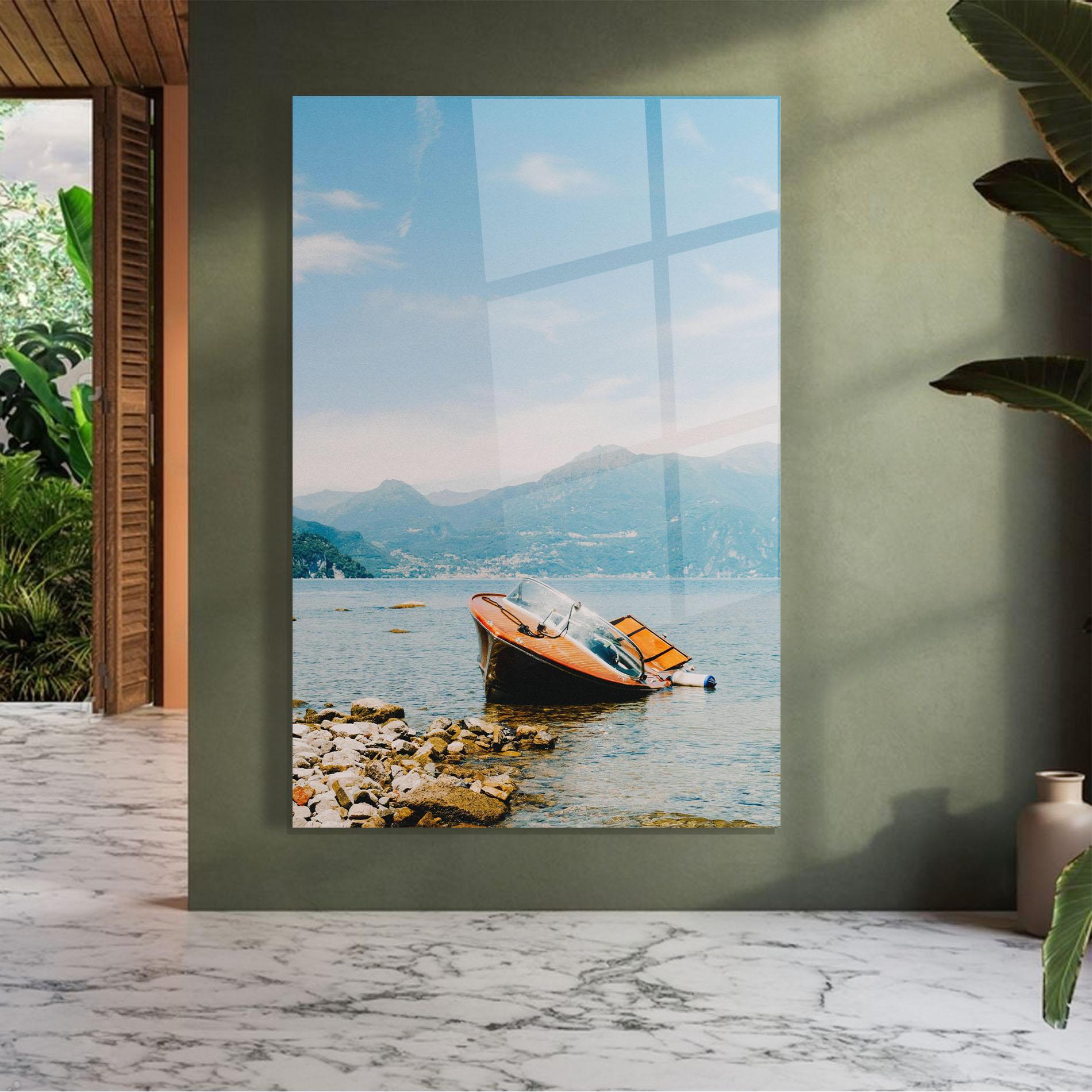 Üvegkép Boat On The Lake mockup 7