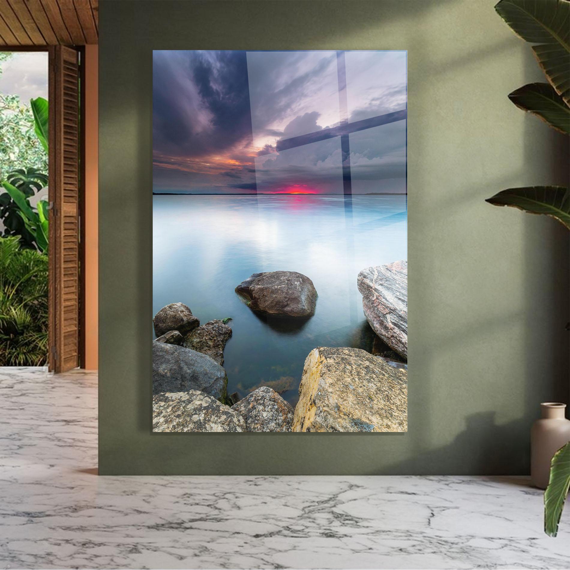 Üvegkép Lake Sunset mockup 7