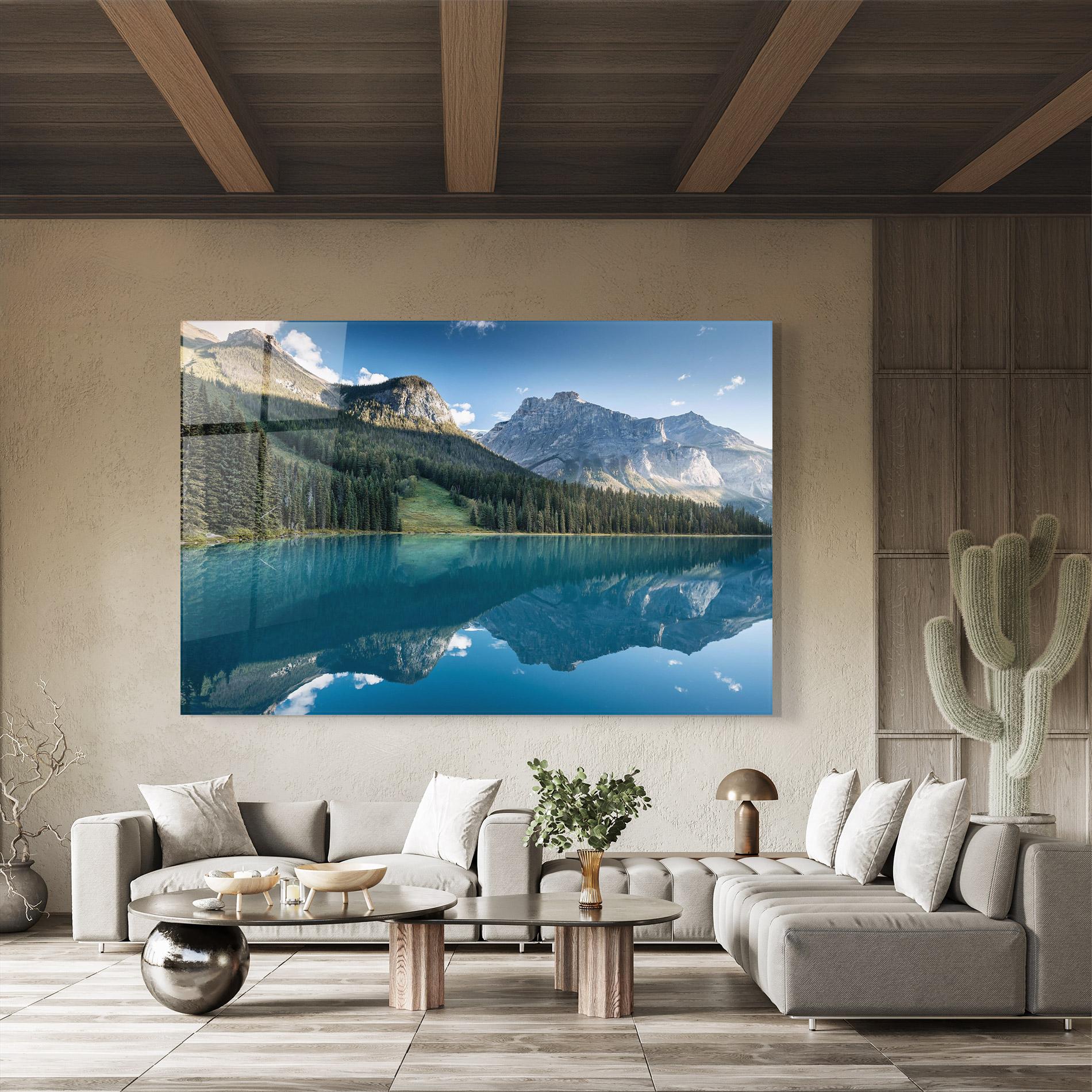 Üvegkép Beautiful Emerald Lake mockup 8