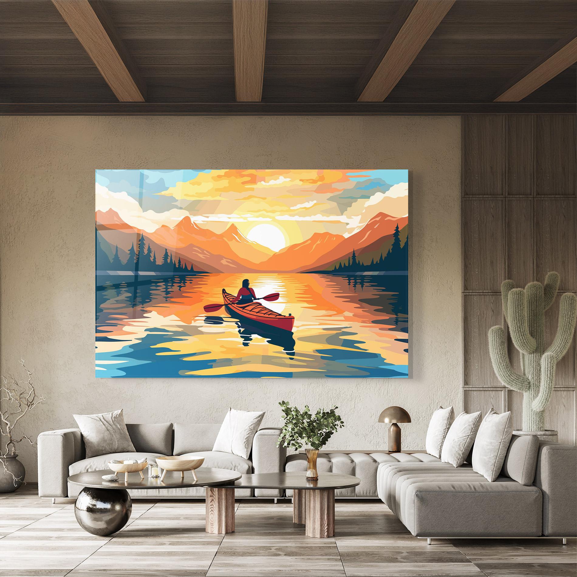 Üvegkép Boat Sunset Woman mockup 8