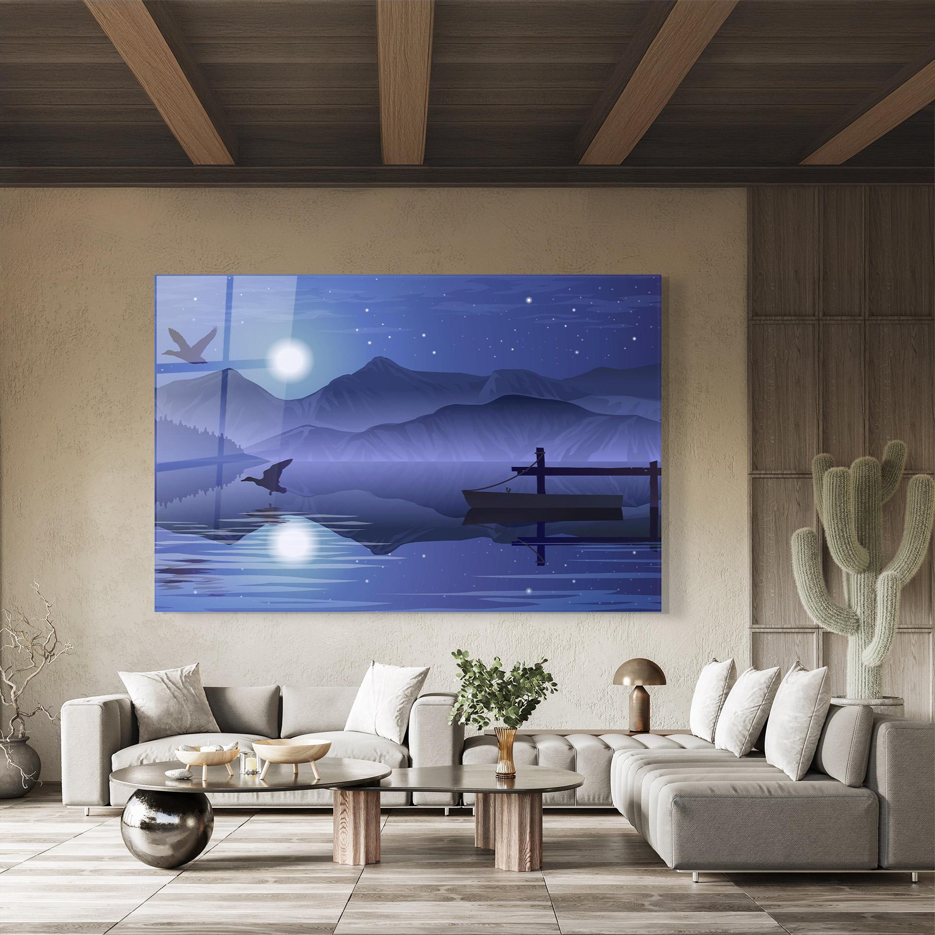 Üvegkép Lake Purple Night mockup 8