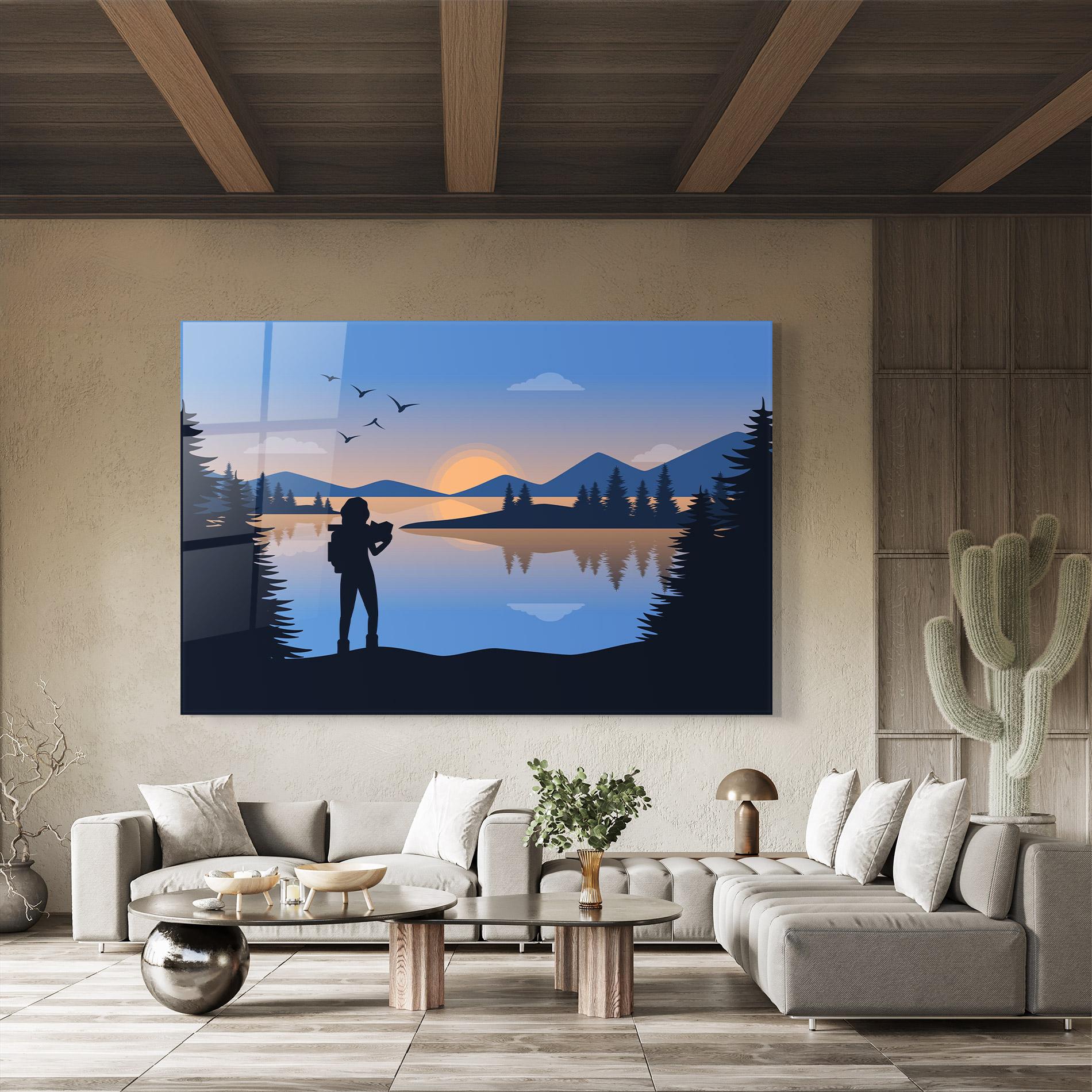 Üvegkép Lake Woman View mockup 8