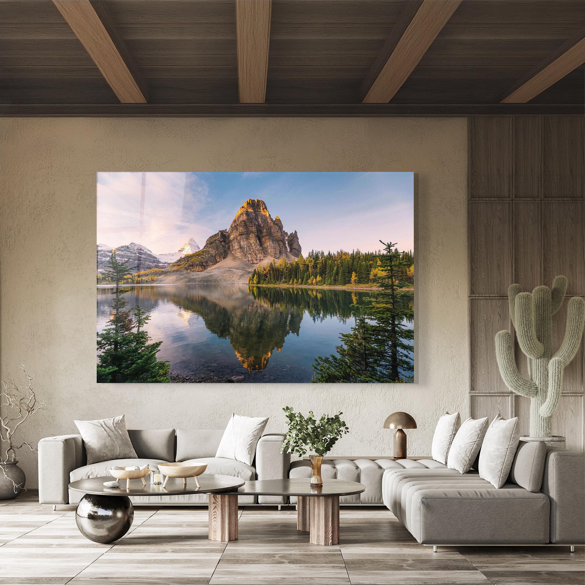 Üvegkép Mountain Sunrise Lake mockup 8