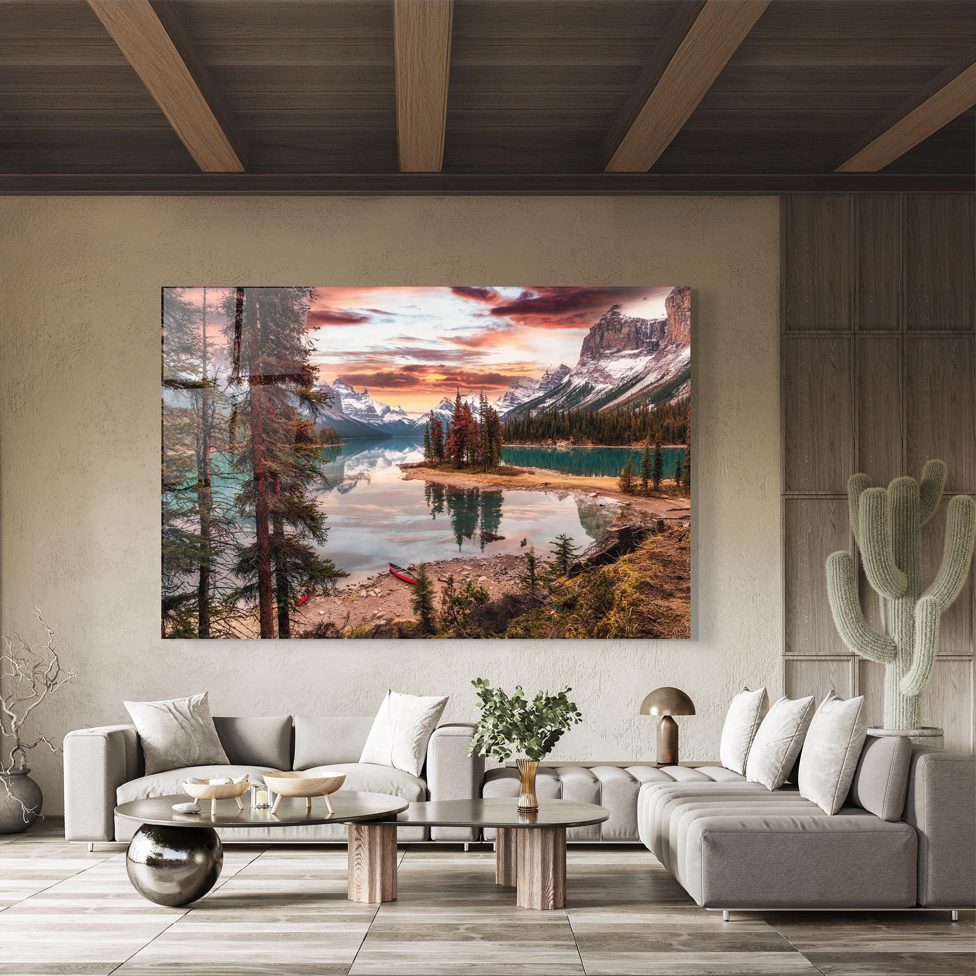 Üvegkép Sunset Lake View mockup 8