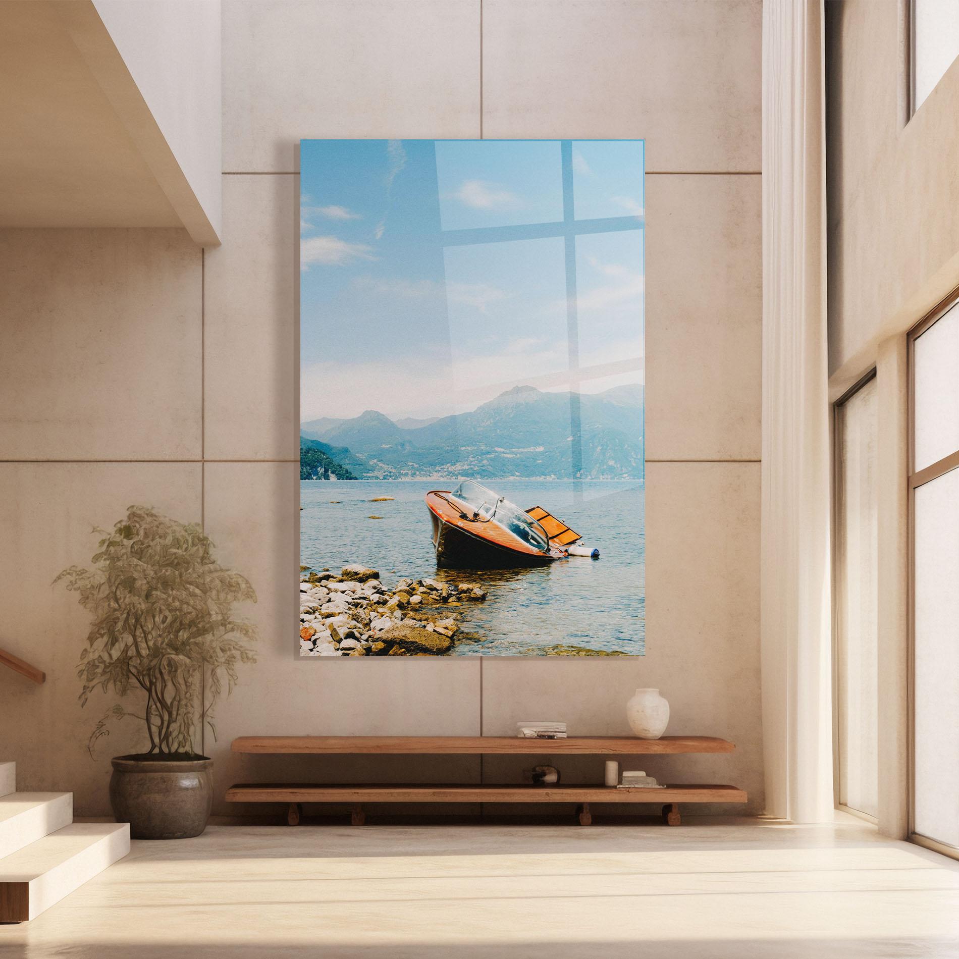 Üvegkép Boat On The Lake mockup 8