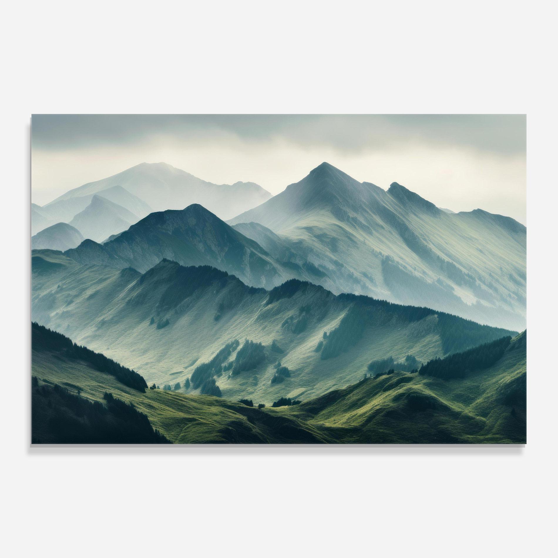 Üvegkép Amazing Foggy Mountain mockup 0