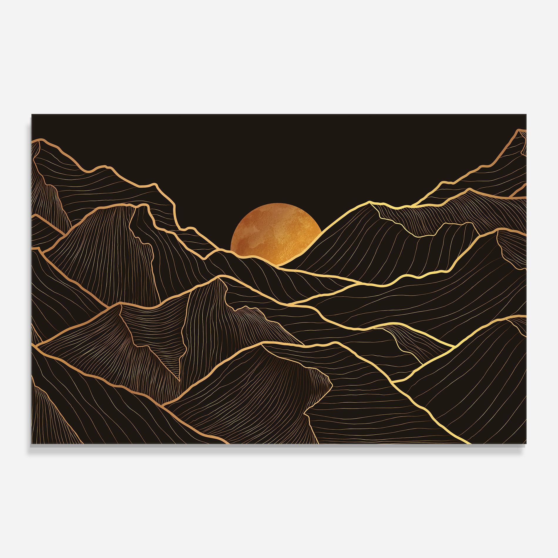 Üvegkép Black Gold Mountains mockup 0