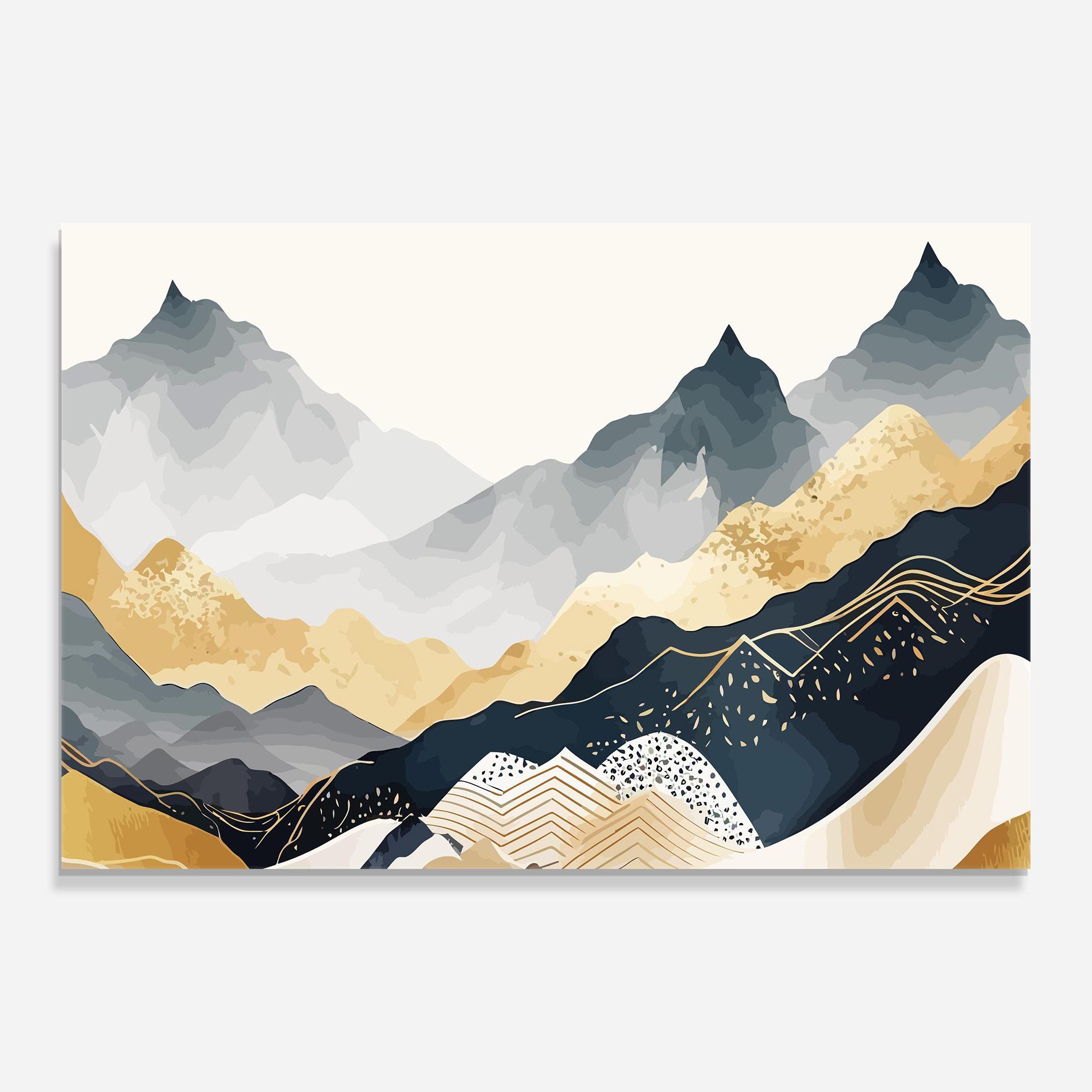 Üvegkép Blue Gold Mountain mockup 0