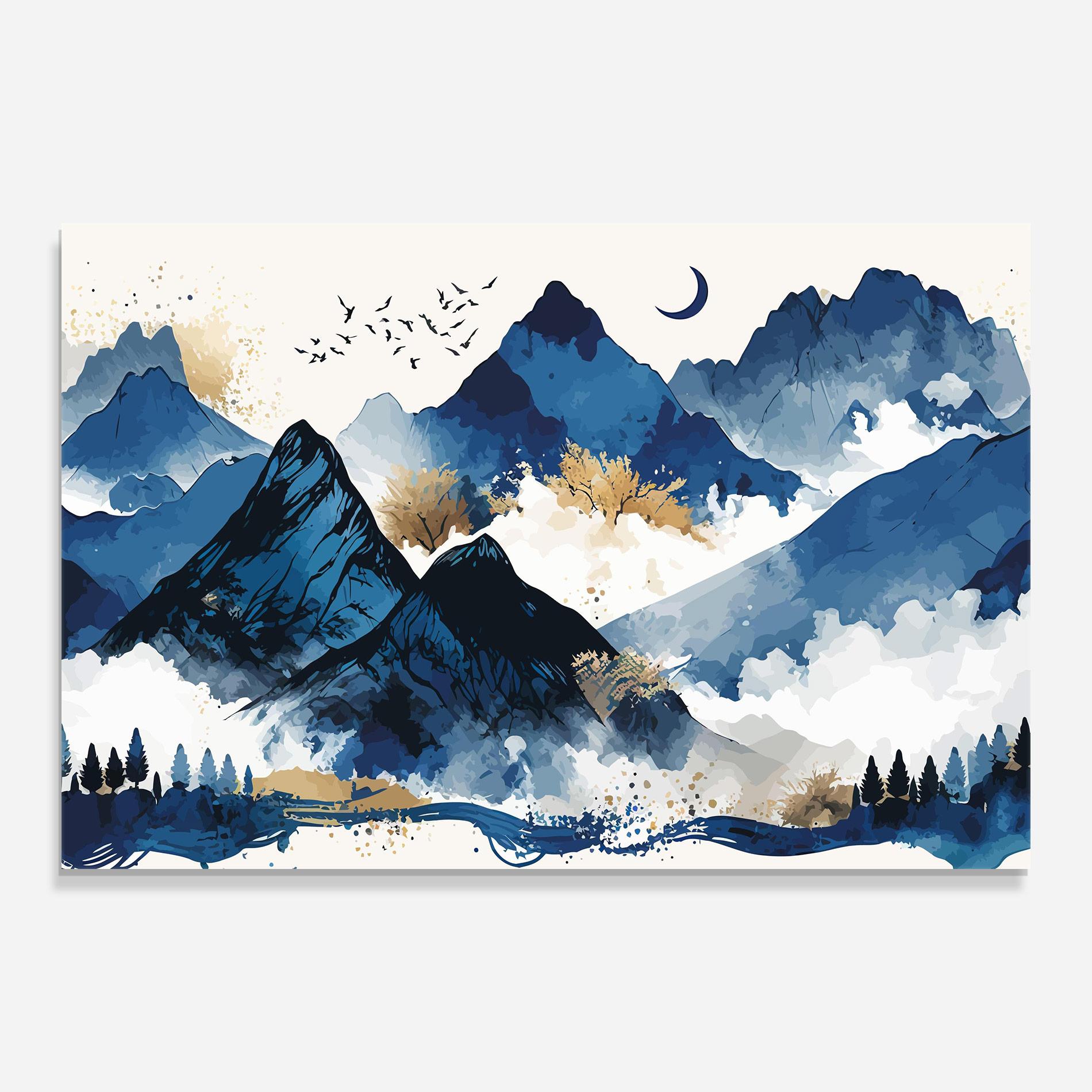 Üvegkép Blue Mountain Moon mockup 0