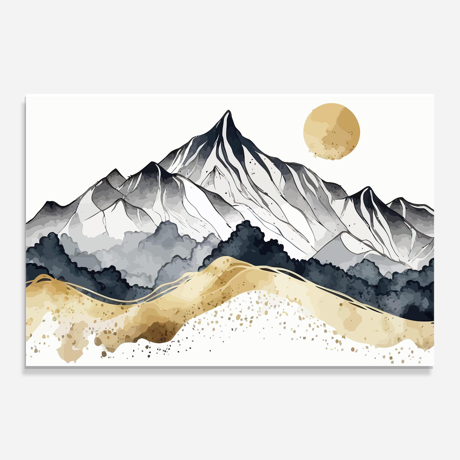 Üvegkép Grey Gold Mountain mockup 0