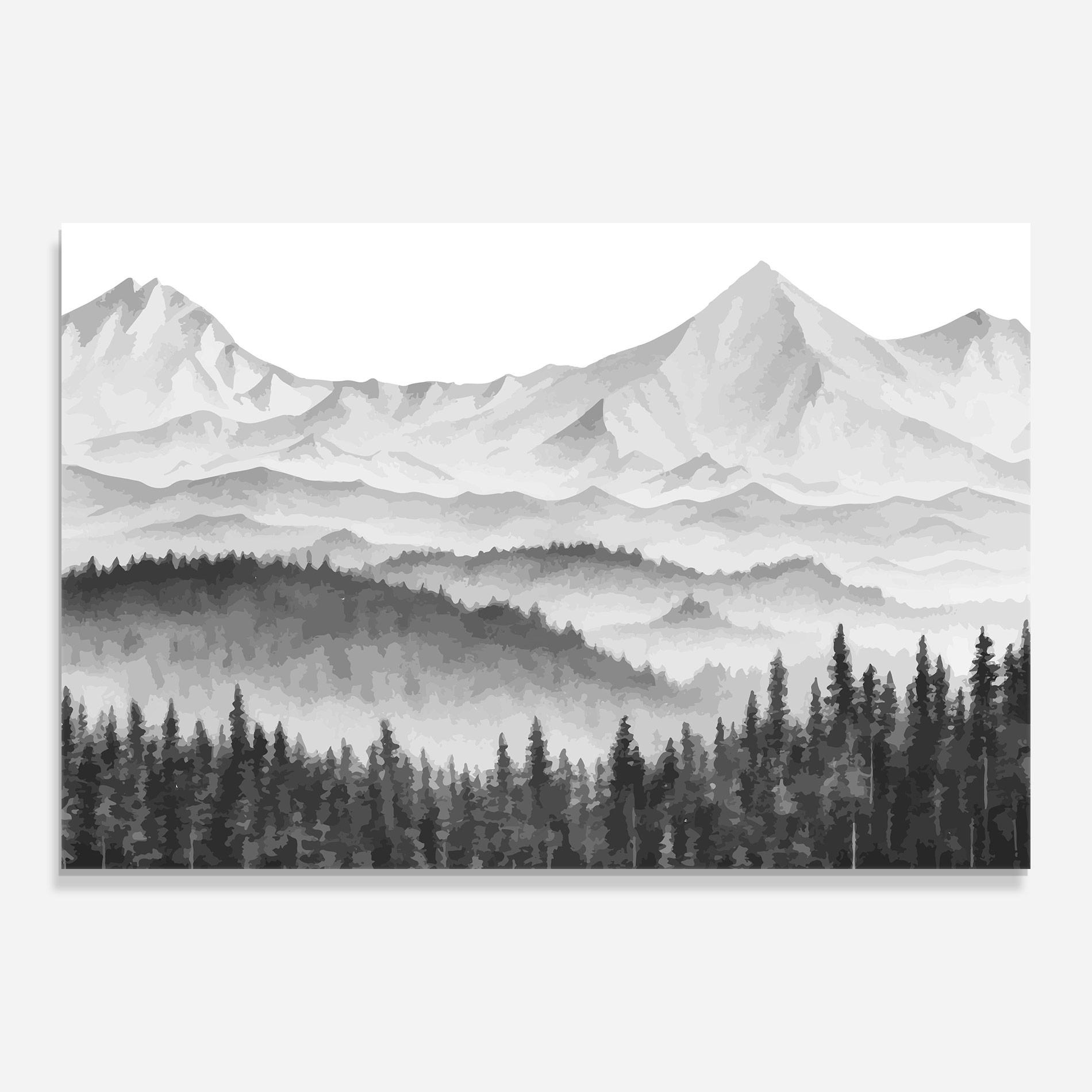 Üvegkép Grey Mountain Drawing mockup 0