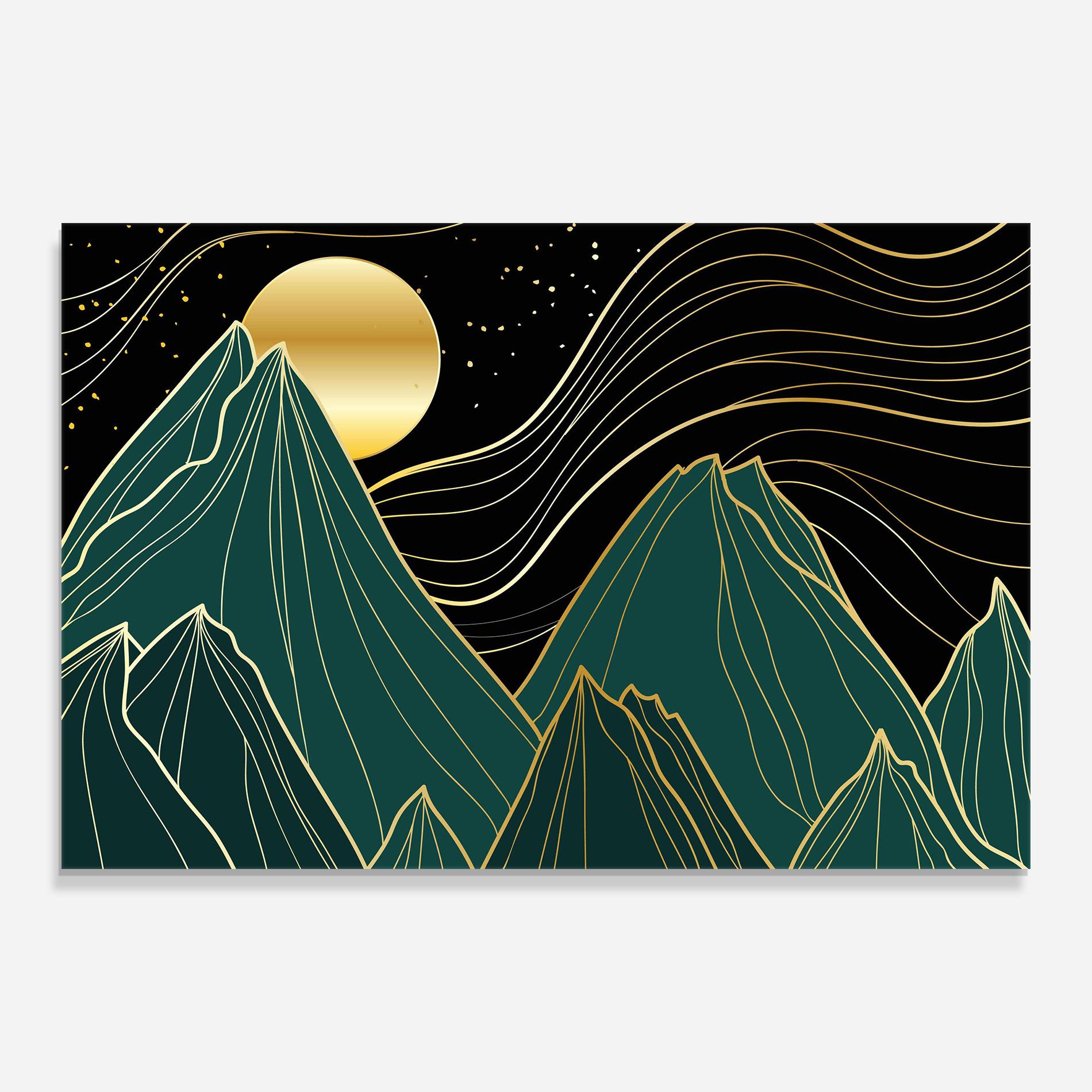 Üvegkép Mountain Gold Moon mockup 0