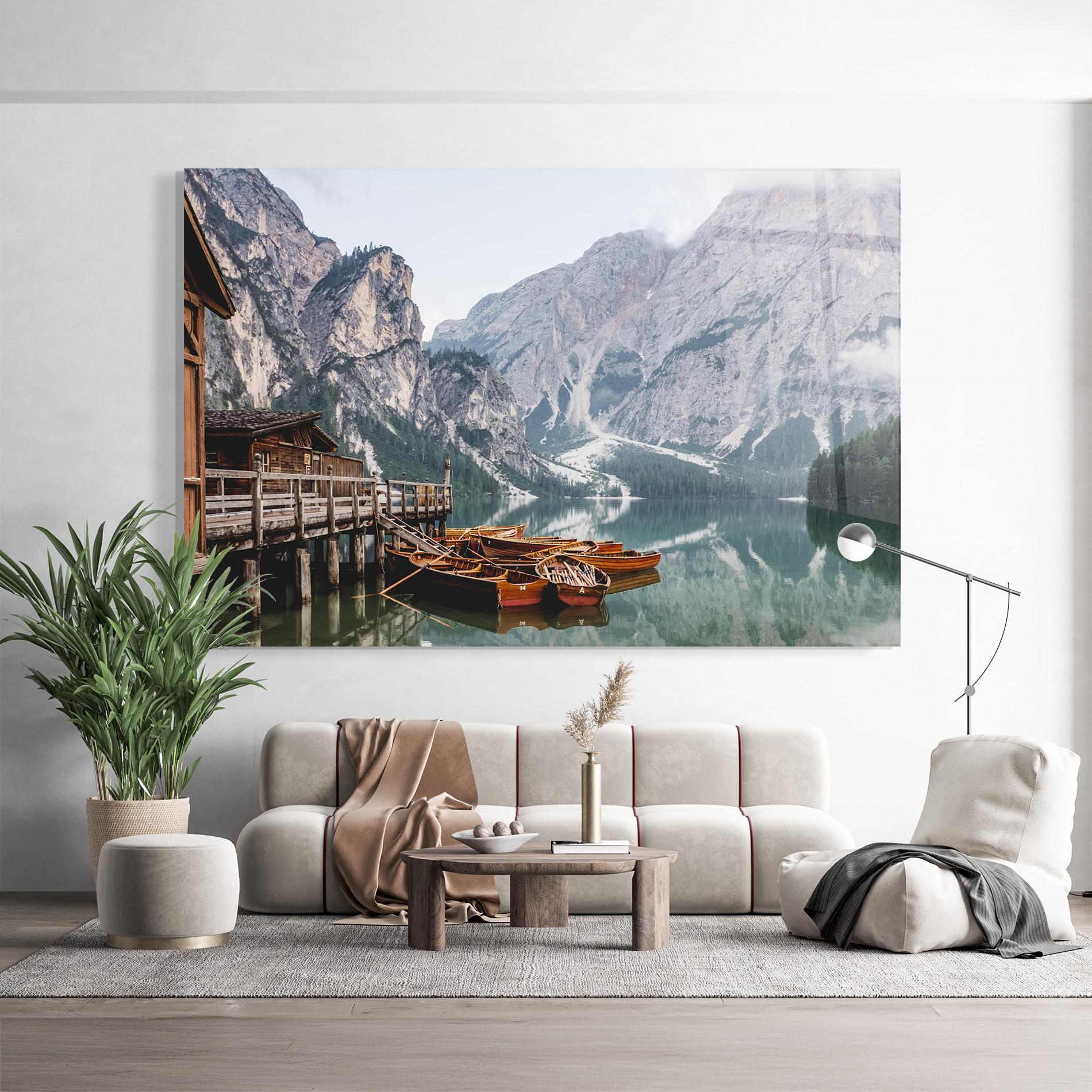 Üvegkép Boat Lake Mountain mockup 9